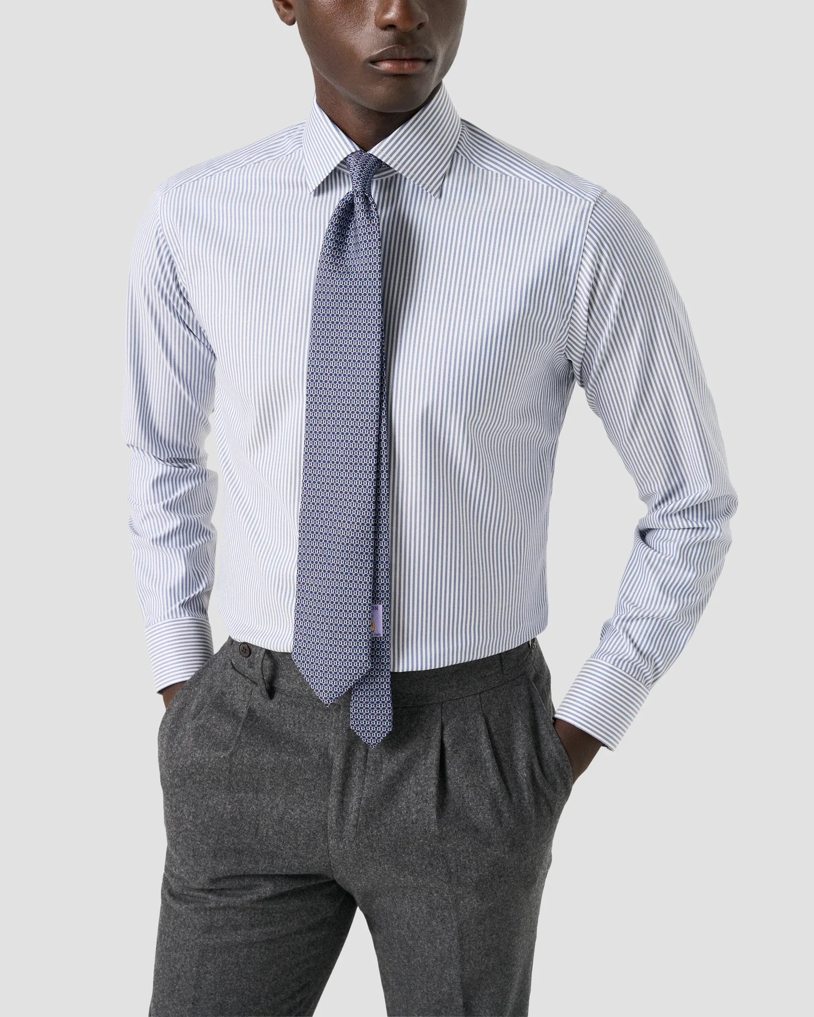 Eton - striped cotton tencel lyocell shirt 256