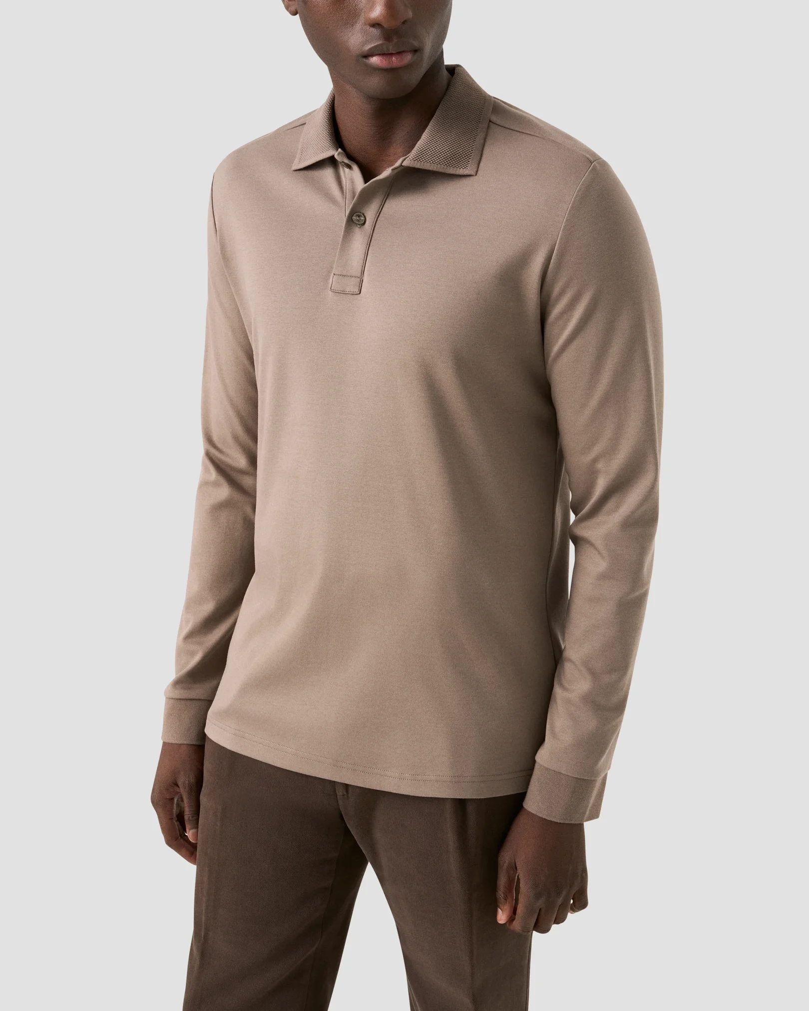 Eton - interlock polo shirt brown interlock polo shirt