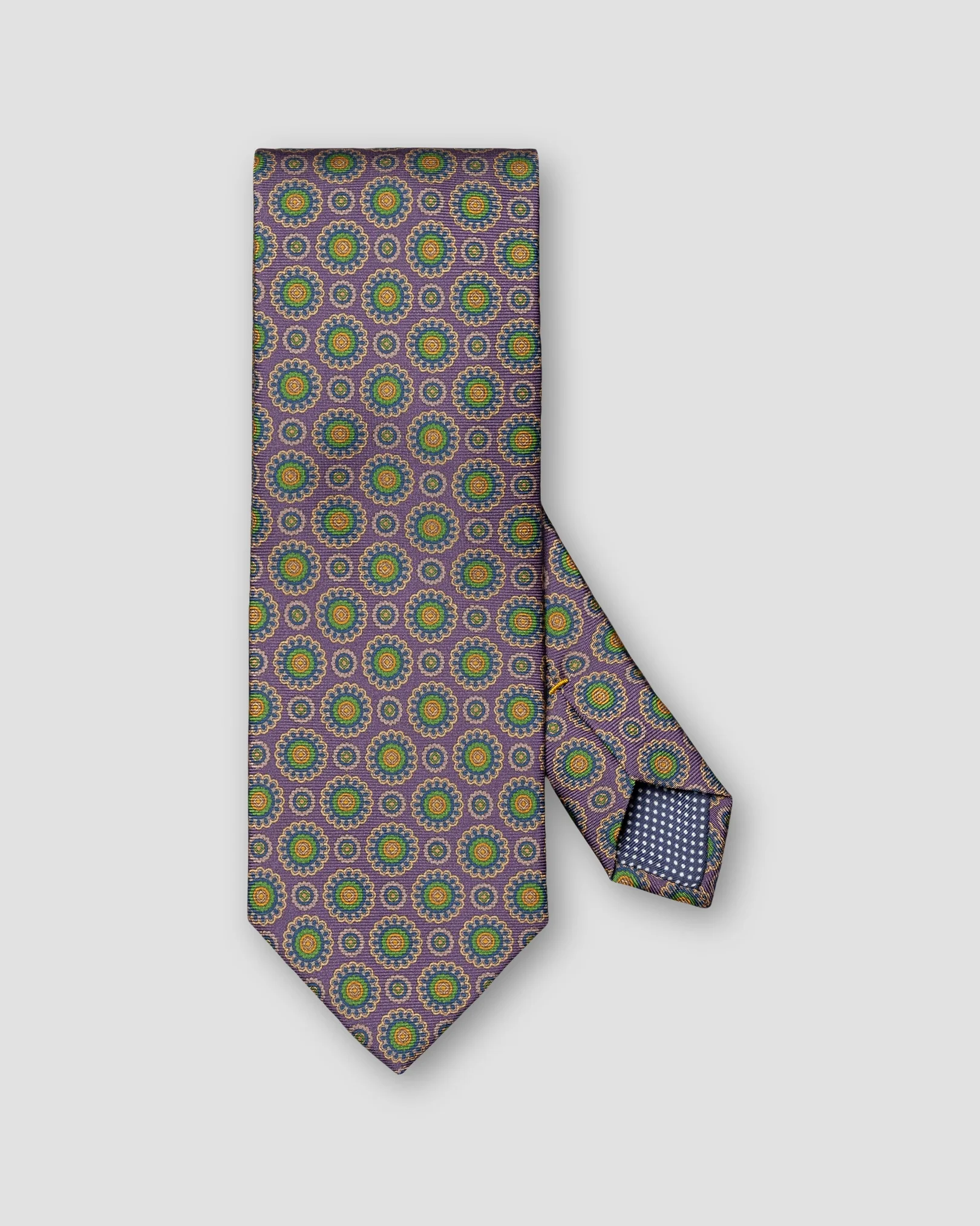Eton - medallion print silk tie dark purple