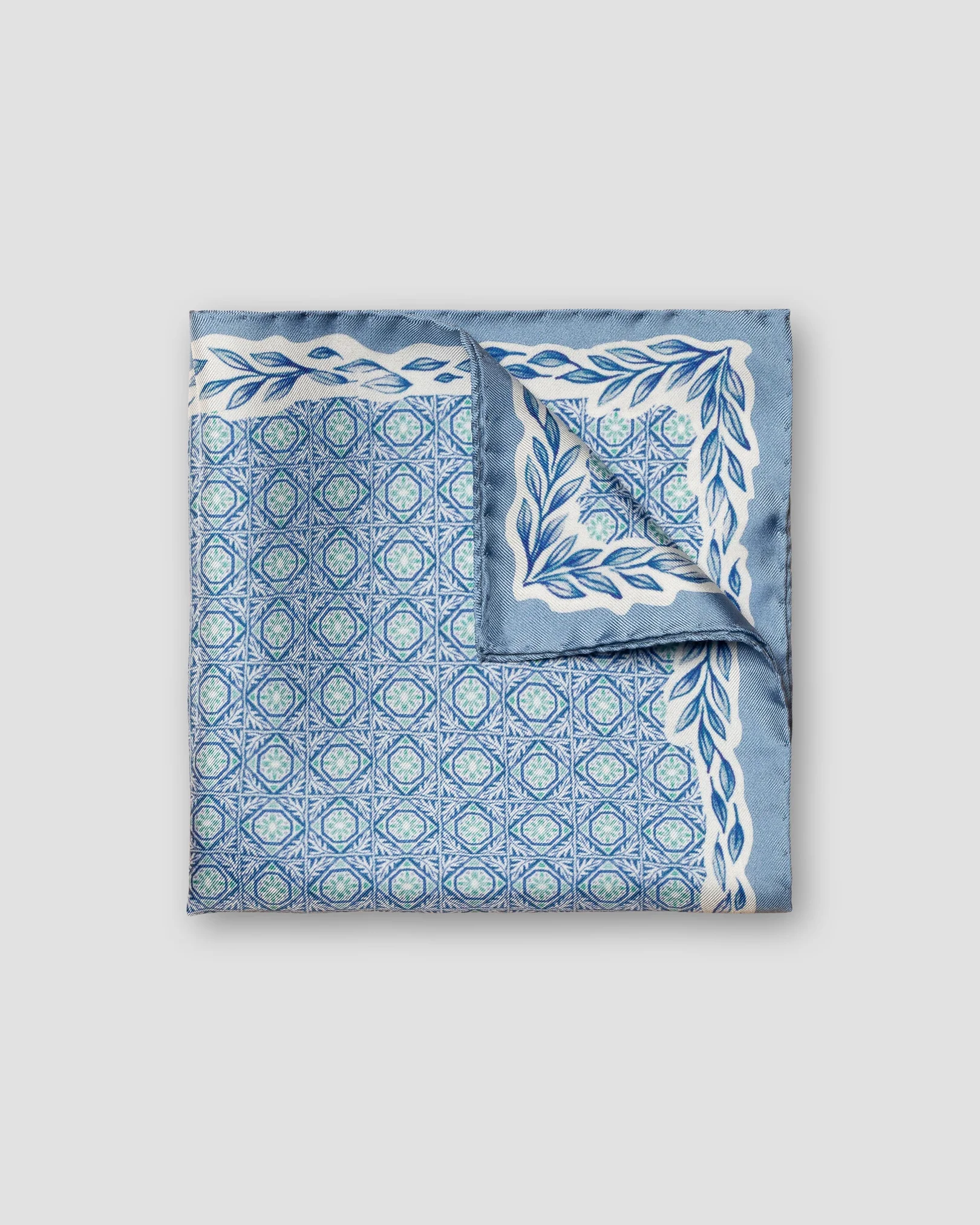 Eton - blue geometric silk pocket square