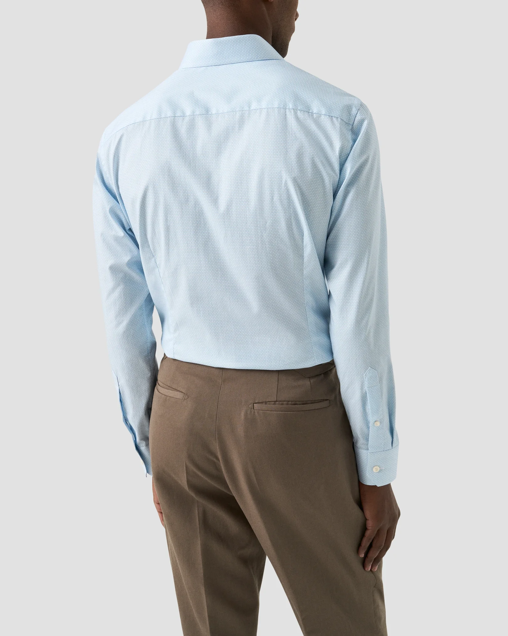 Eton - light blue geometric signature twill shirt cut away 261