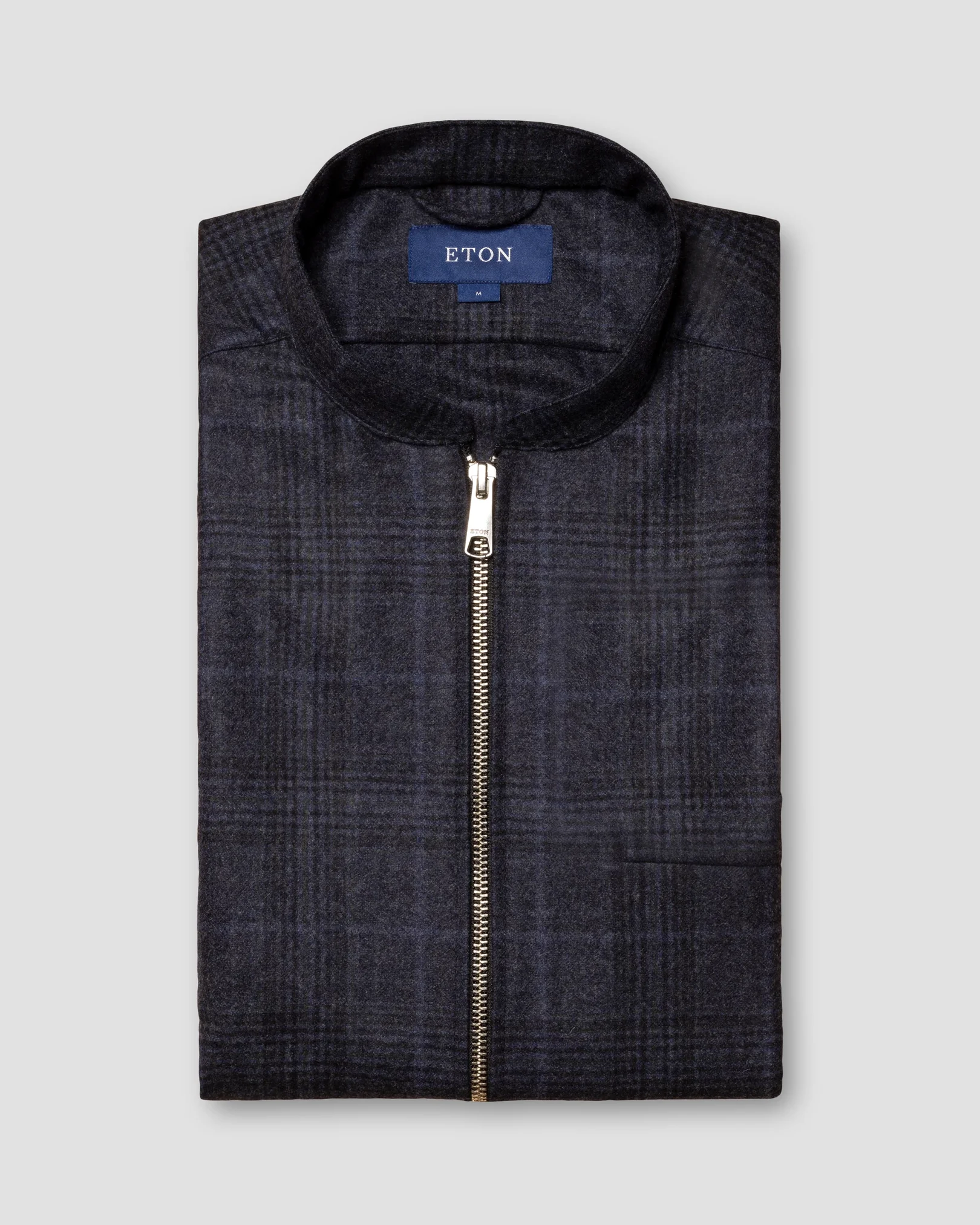 Eton - checked navy blue twill wool cashmere