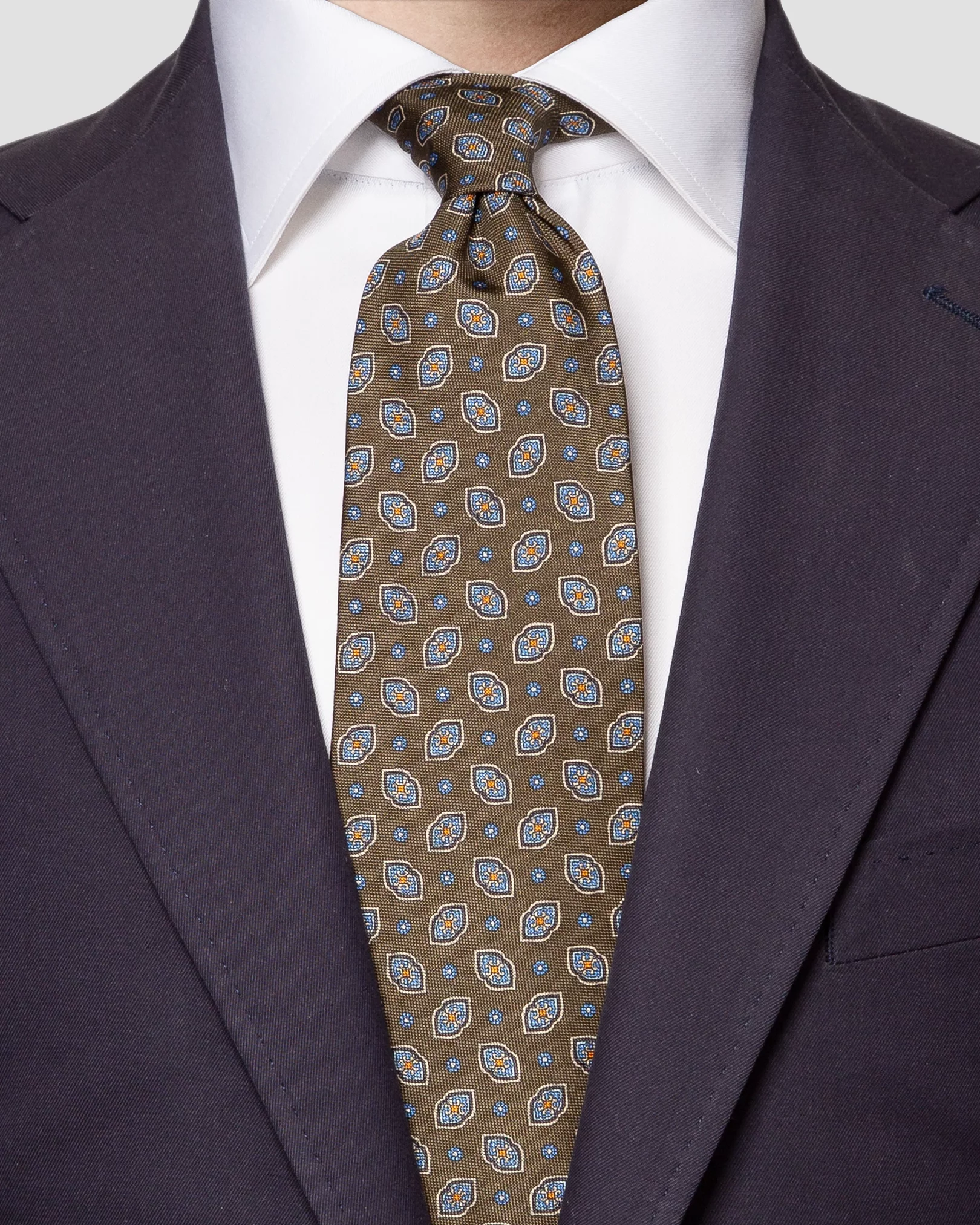 Eton - dark green geometric silk tie