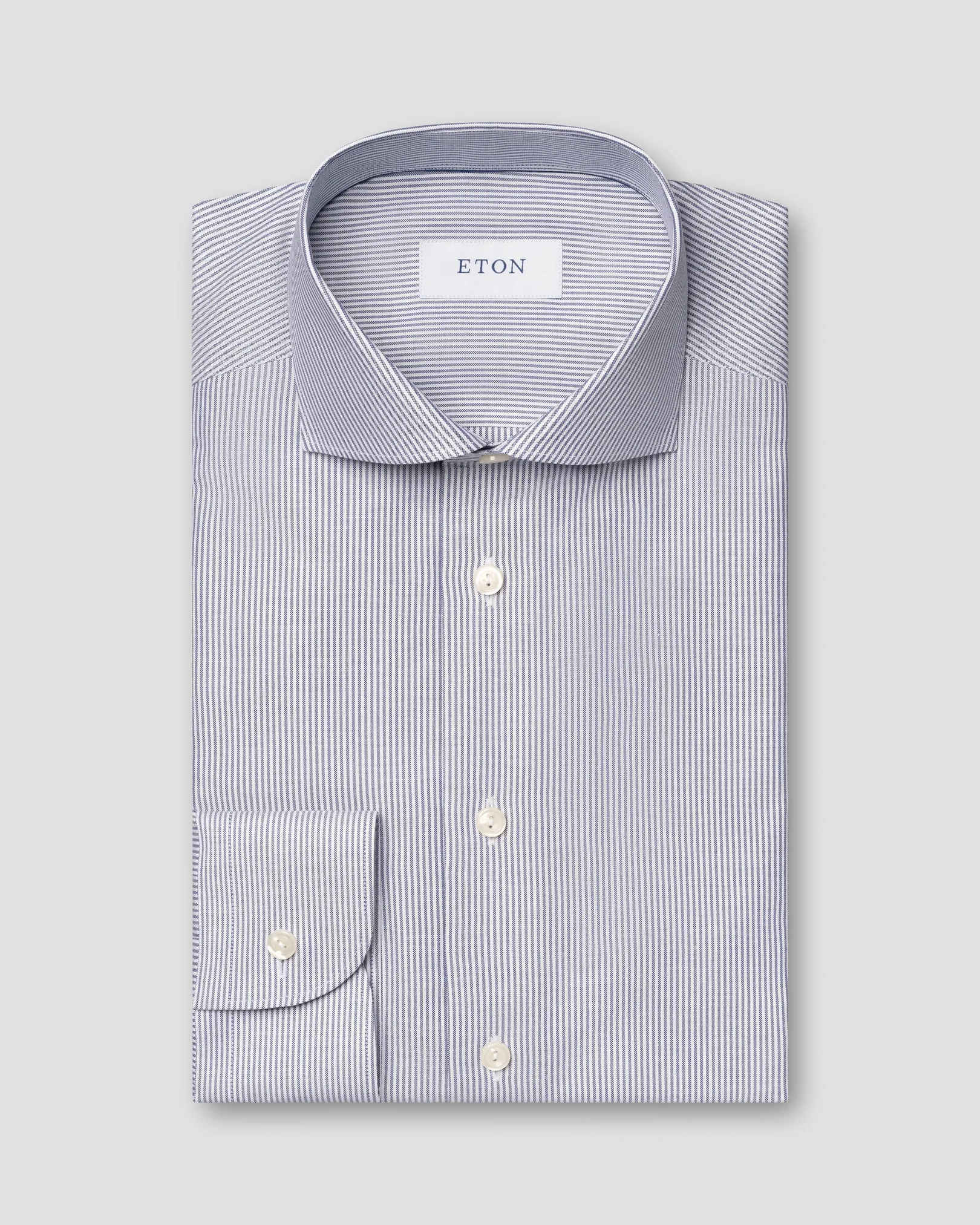 Eton - navy blue striped signature oxford shirt