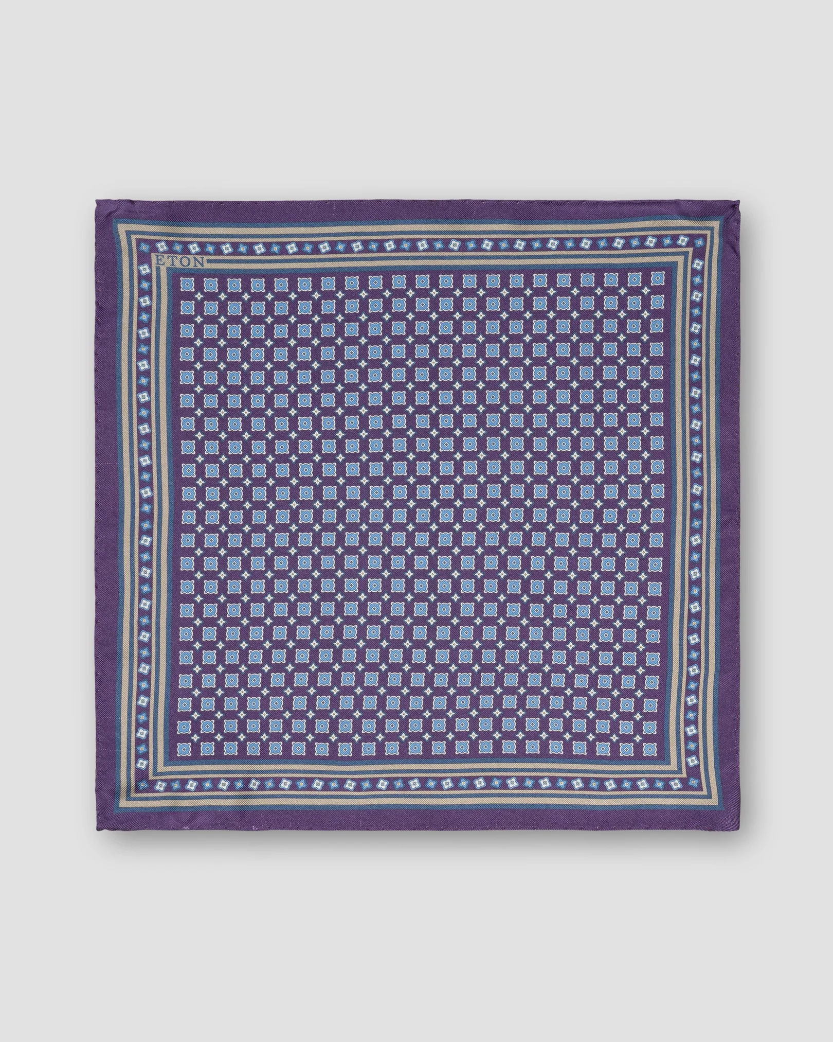 Mid Purple Medallion Print Silk Pocket Square