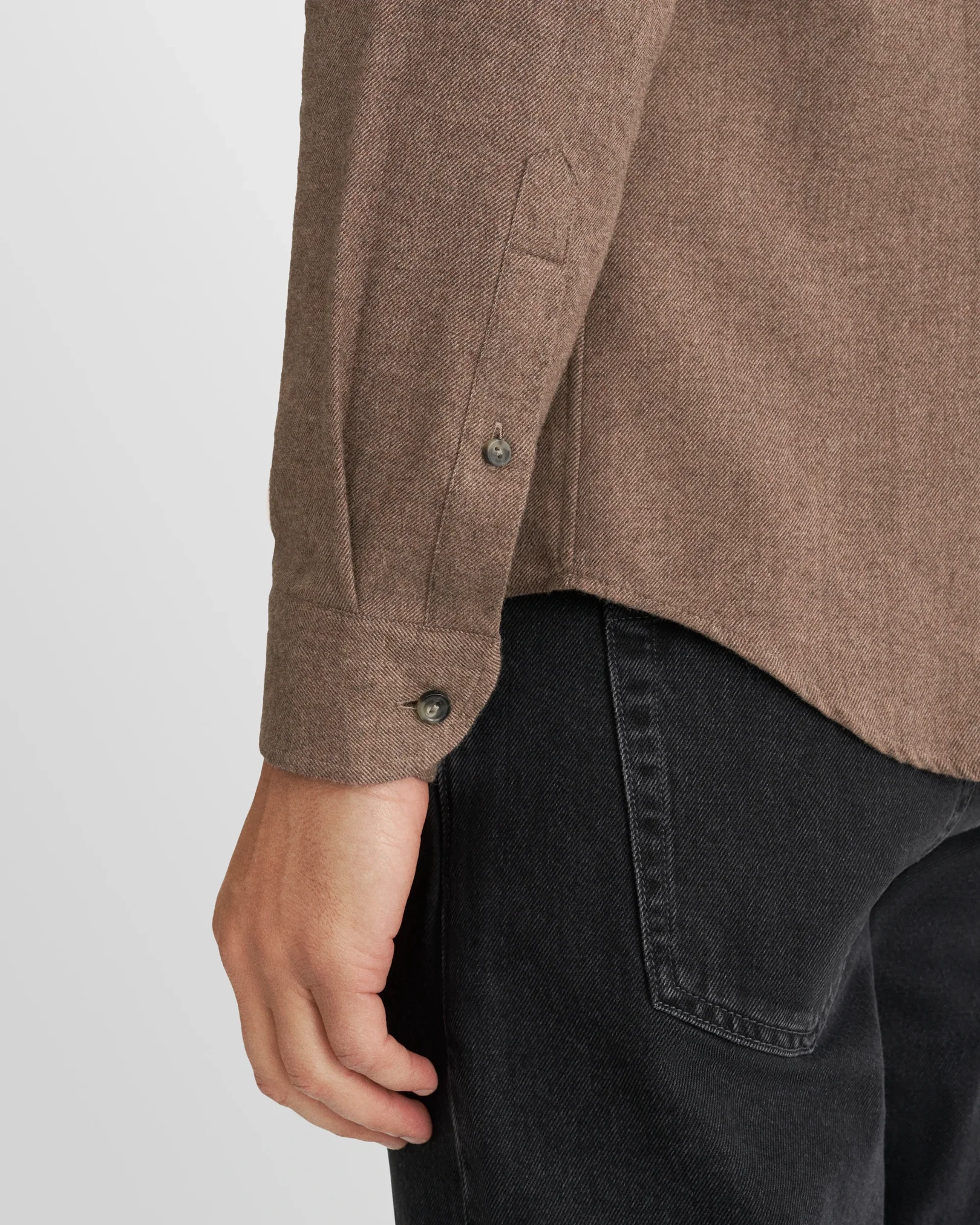 Eton - brown solid flannel shirt