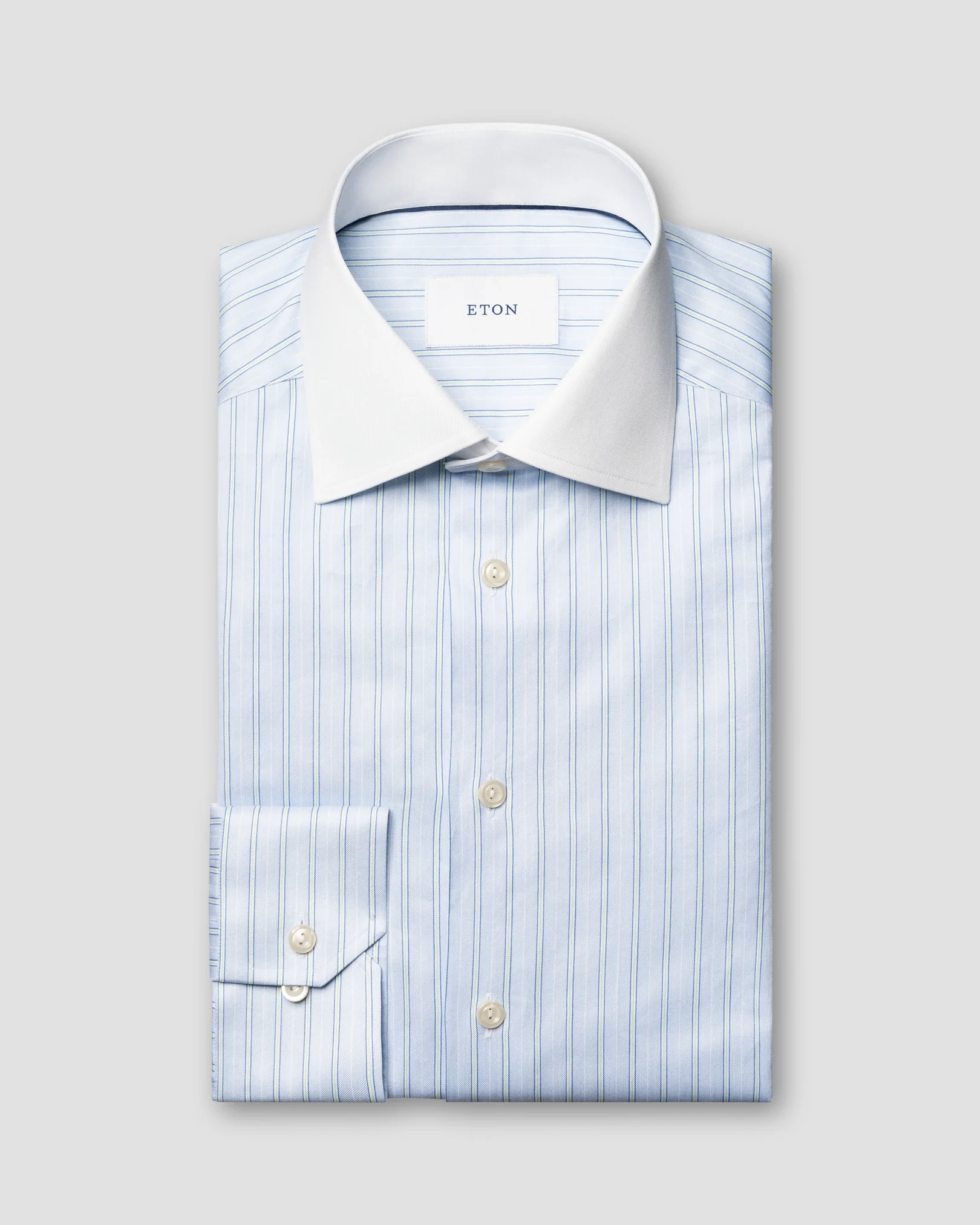 Eton - striped white collar signature twill shirt