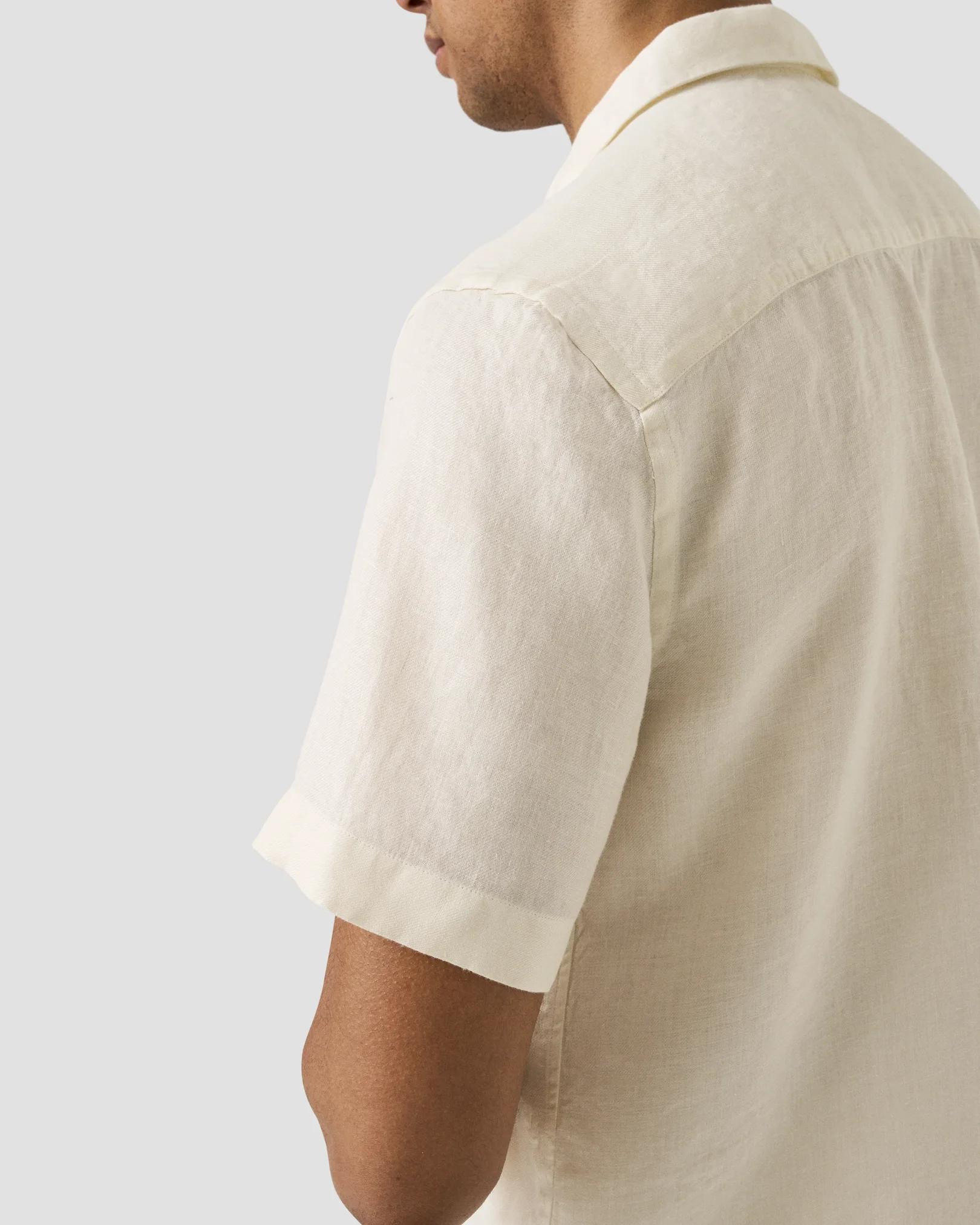 Eton - white solid linen twill resort shirt
