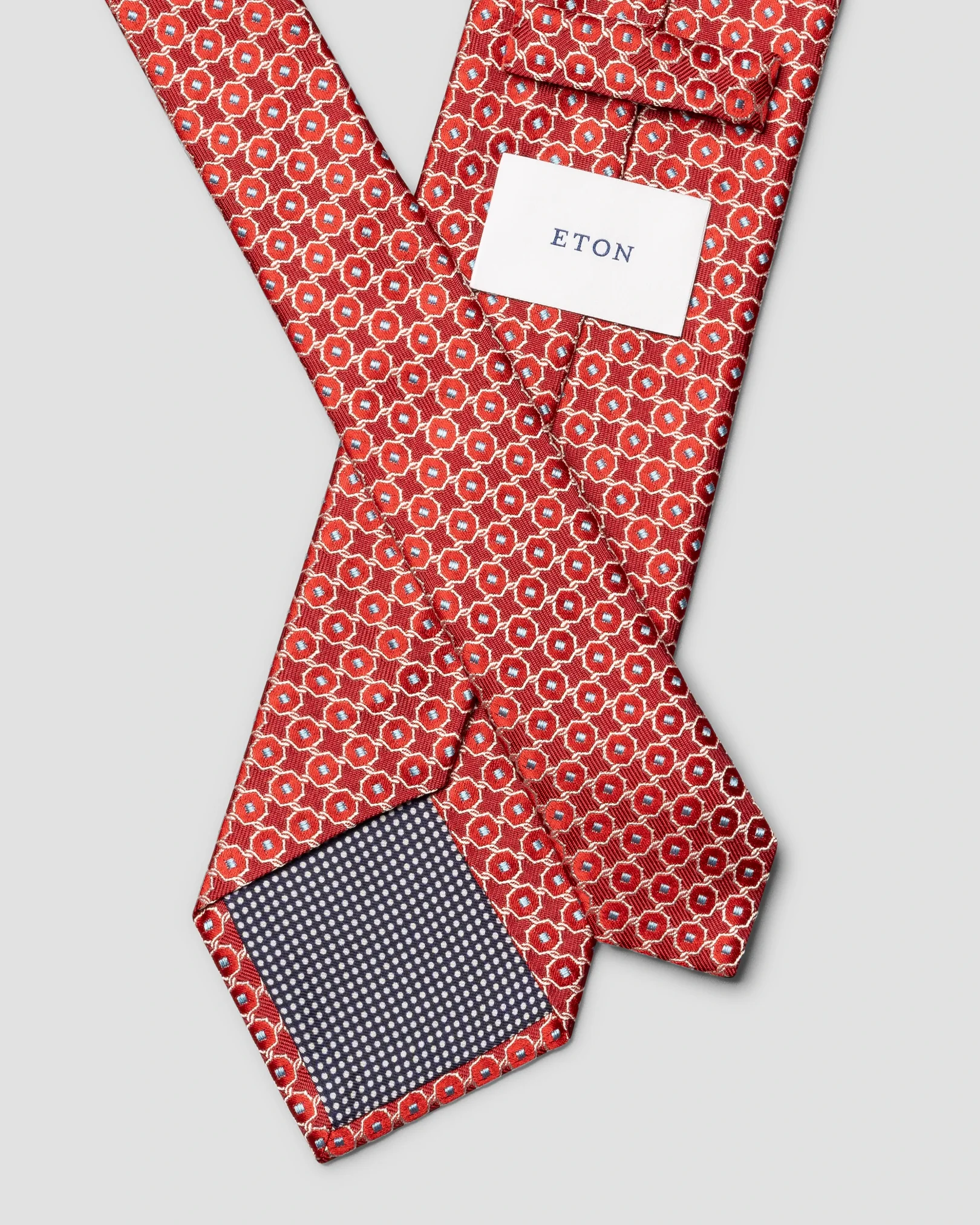 Eton - red geometrical woven silk tie