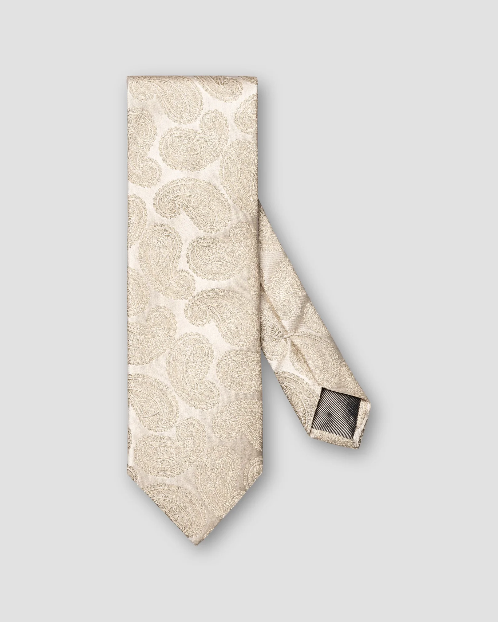 Beige Paisley-gewebte Seidenkrawatte