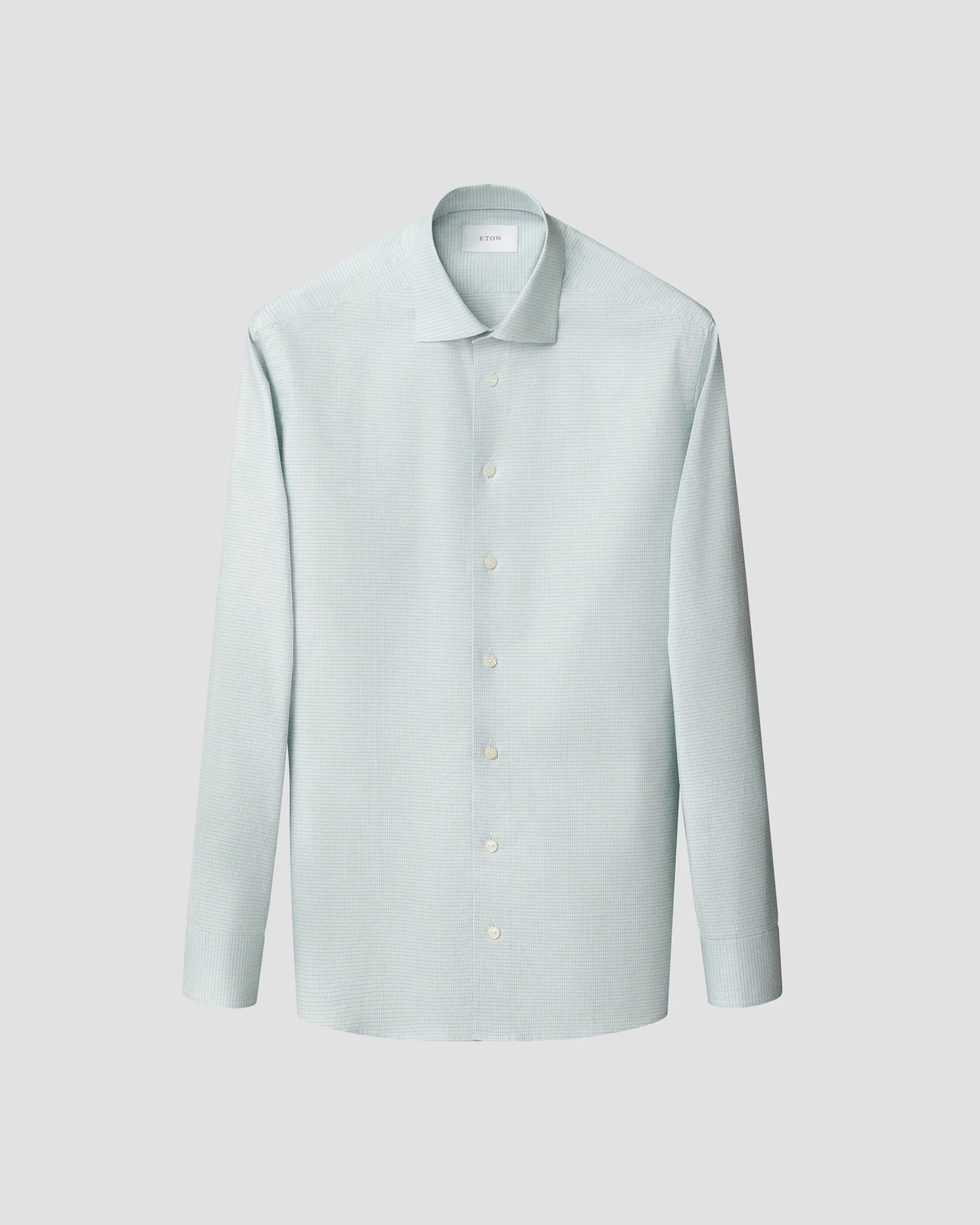 Eton - light green check fine twill shirt