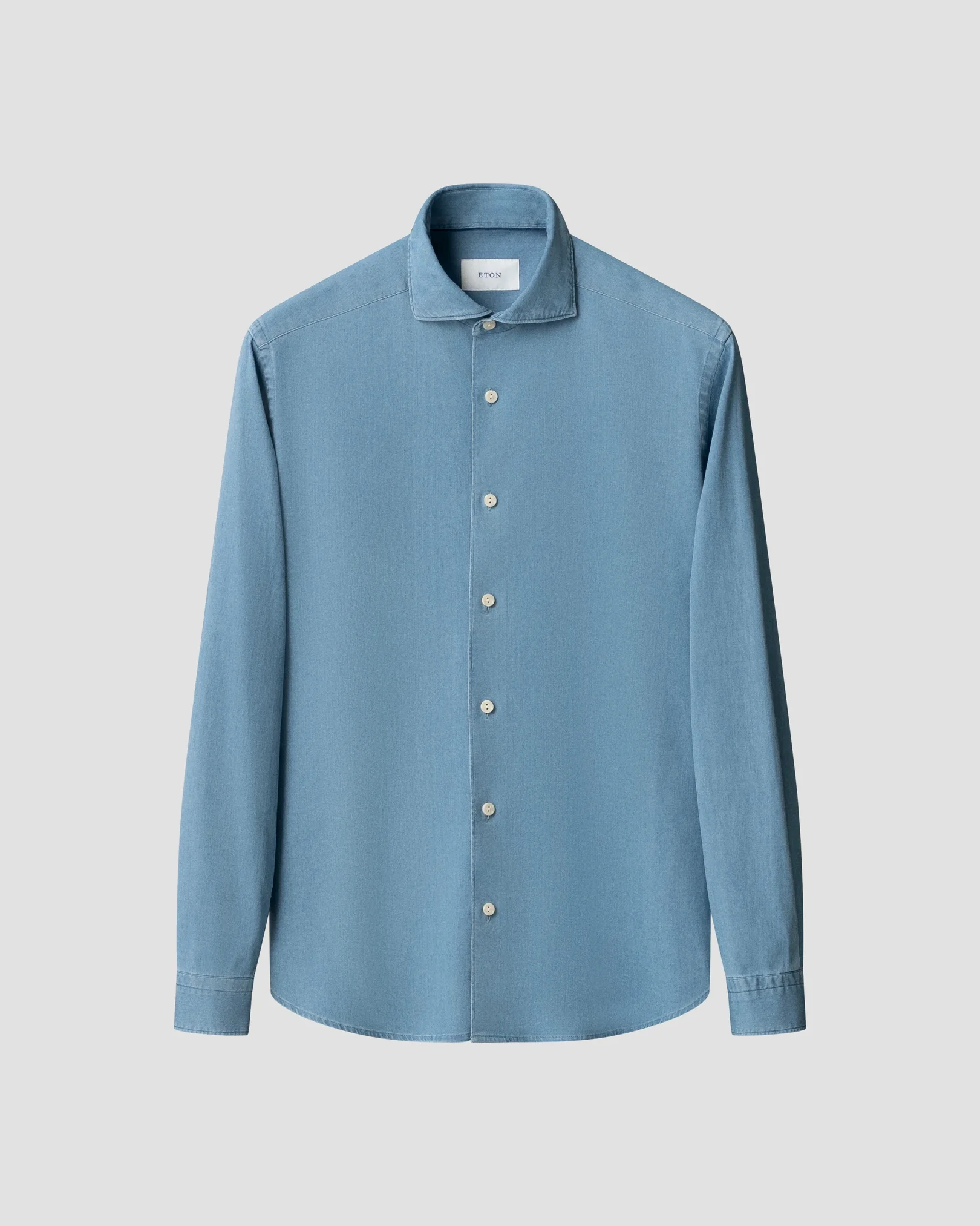 Eton - mid blue denim stretch shirt we