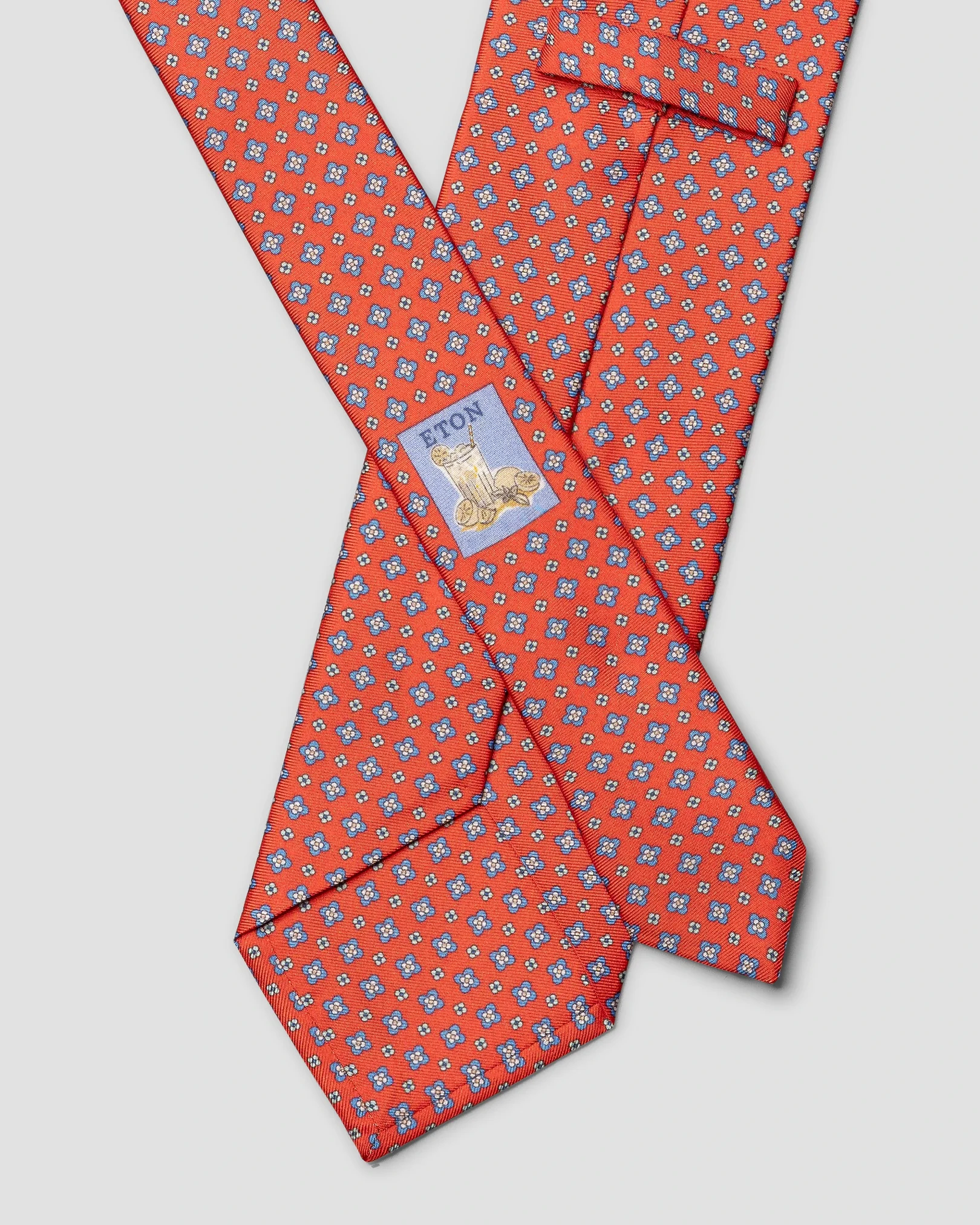 Eton - orange floral print silk tie