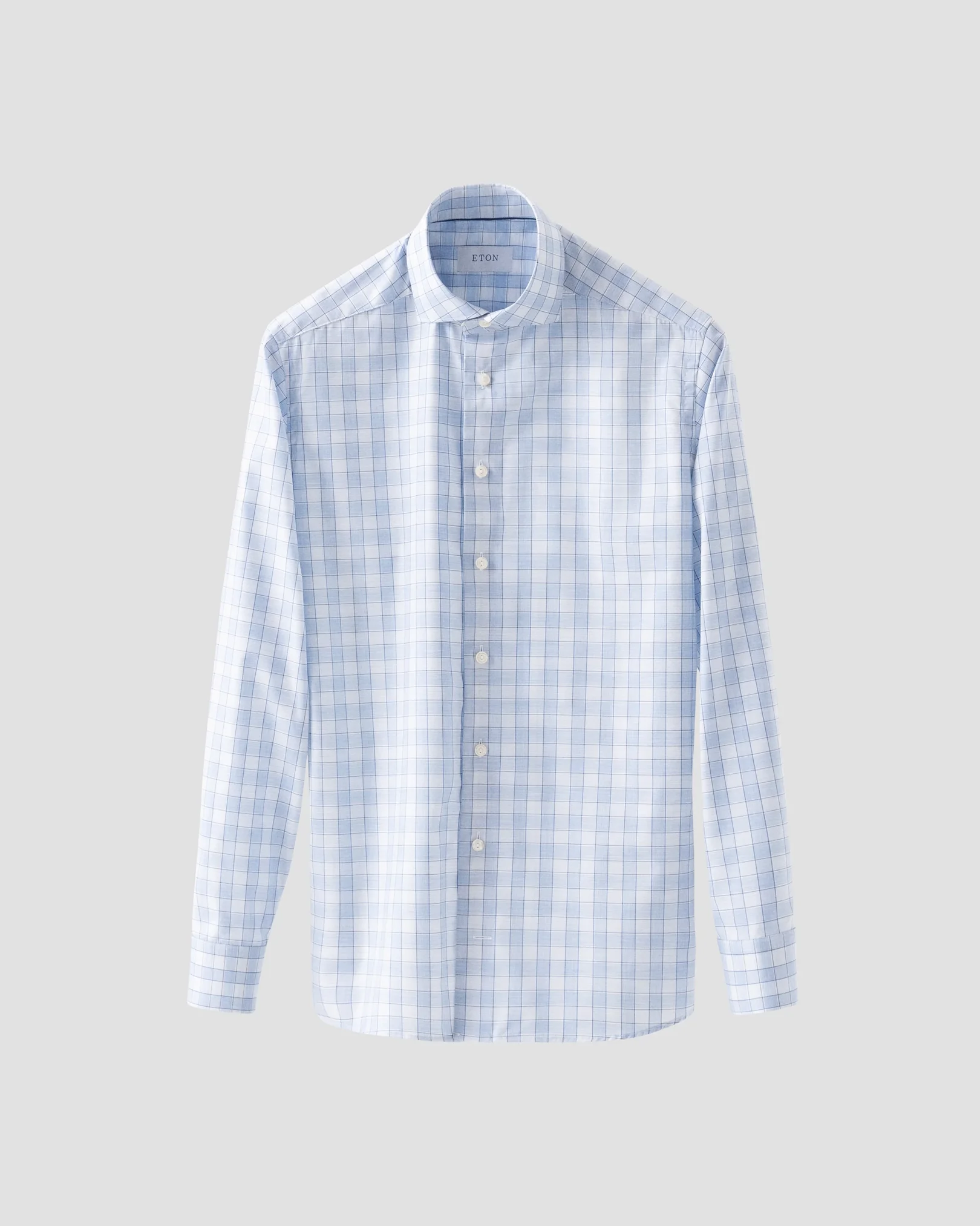 Eton - Light Blue Checked Fine Twill Shirt