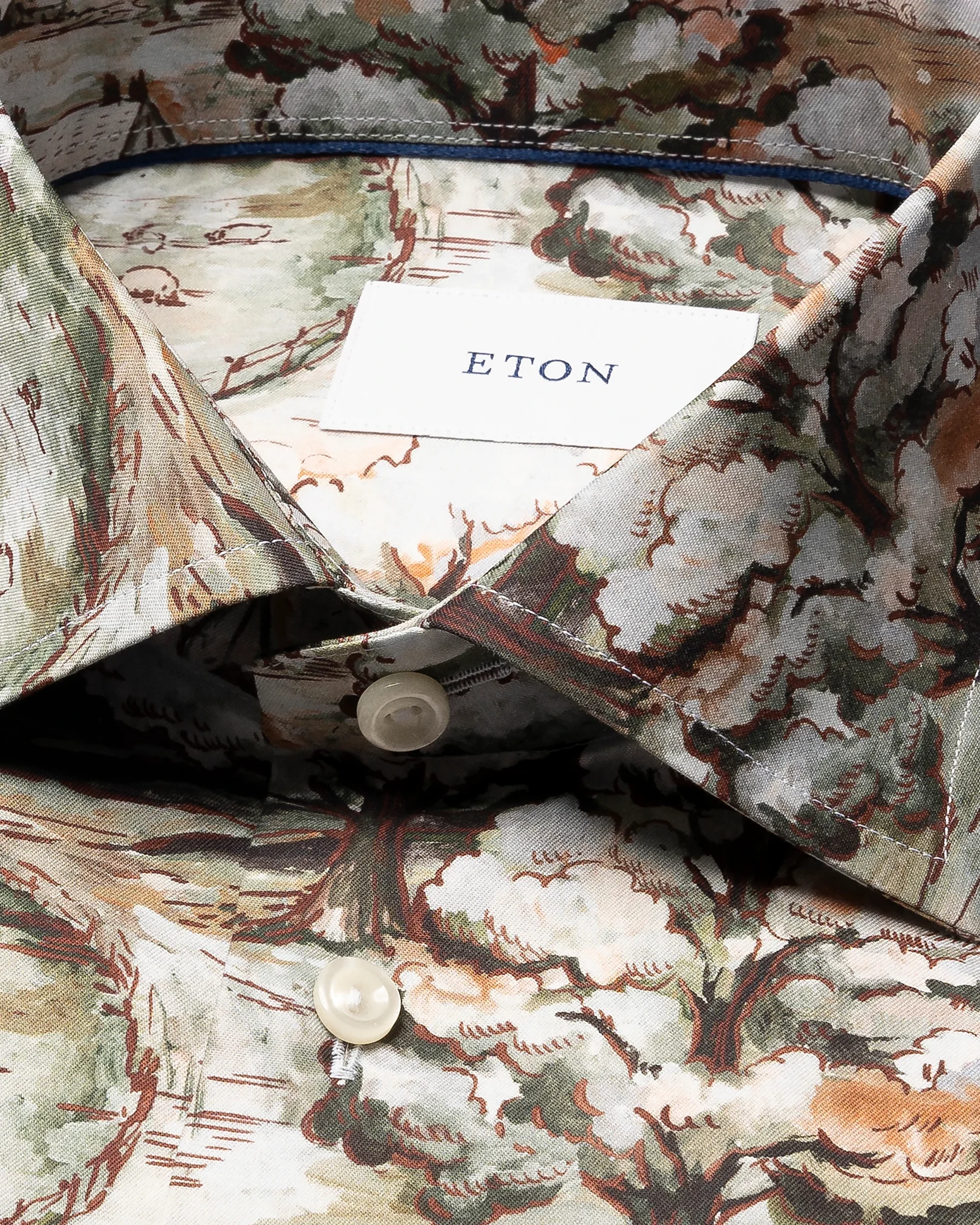Eton - handpainted motif twill shirt cut away