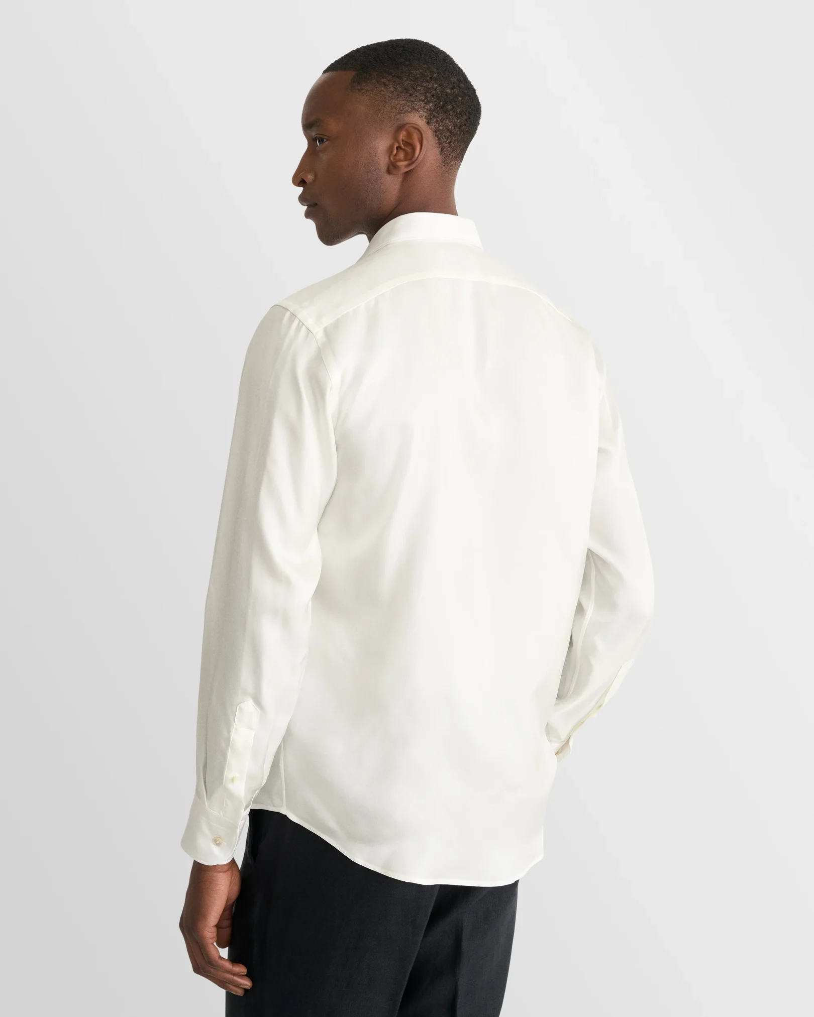 Eton - solid silk shirt pointed rounded single