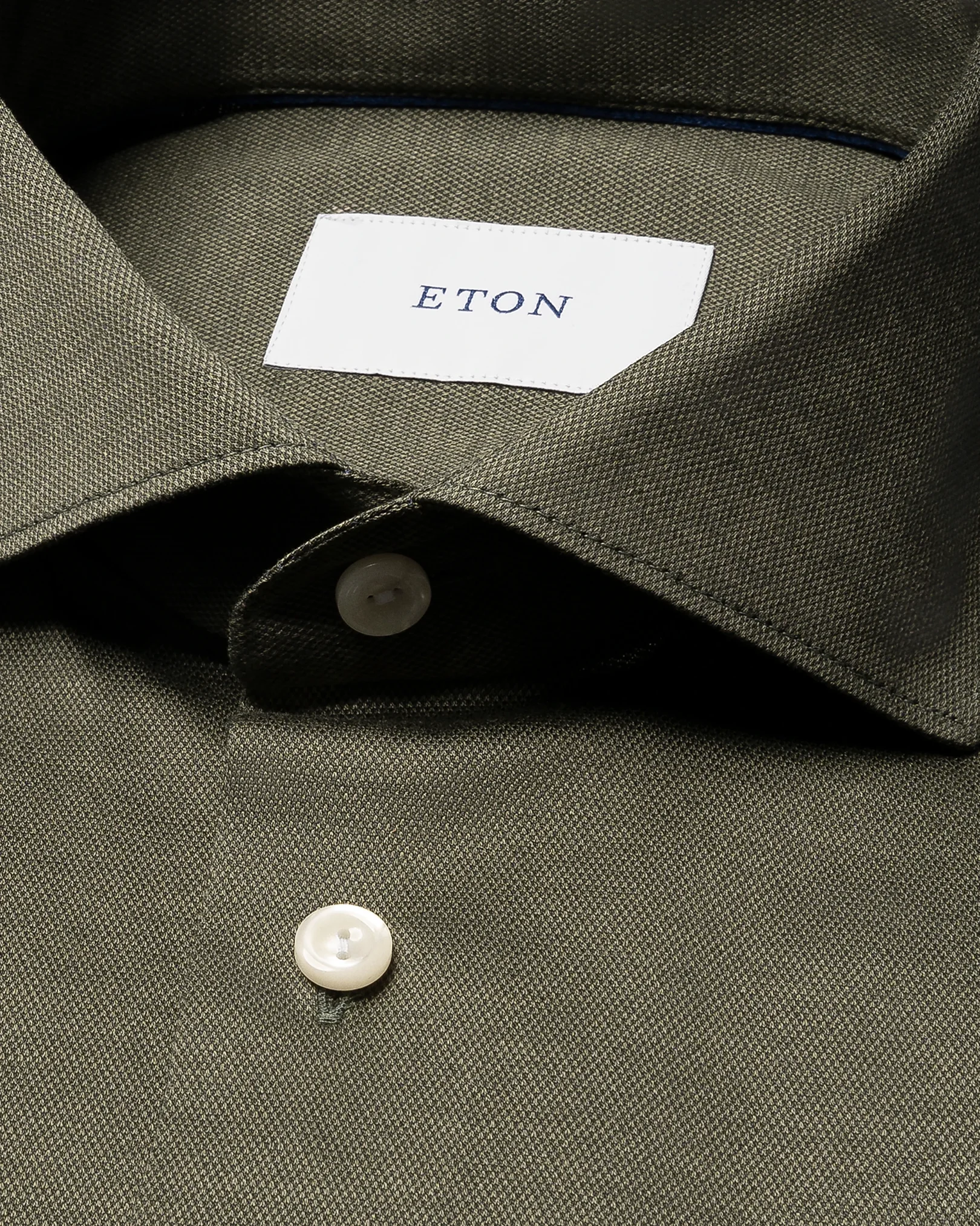 Eton - filo di scozia knit shirt dark green