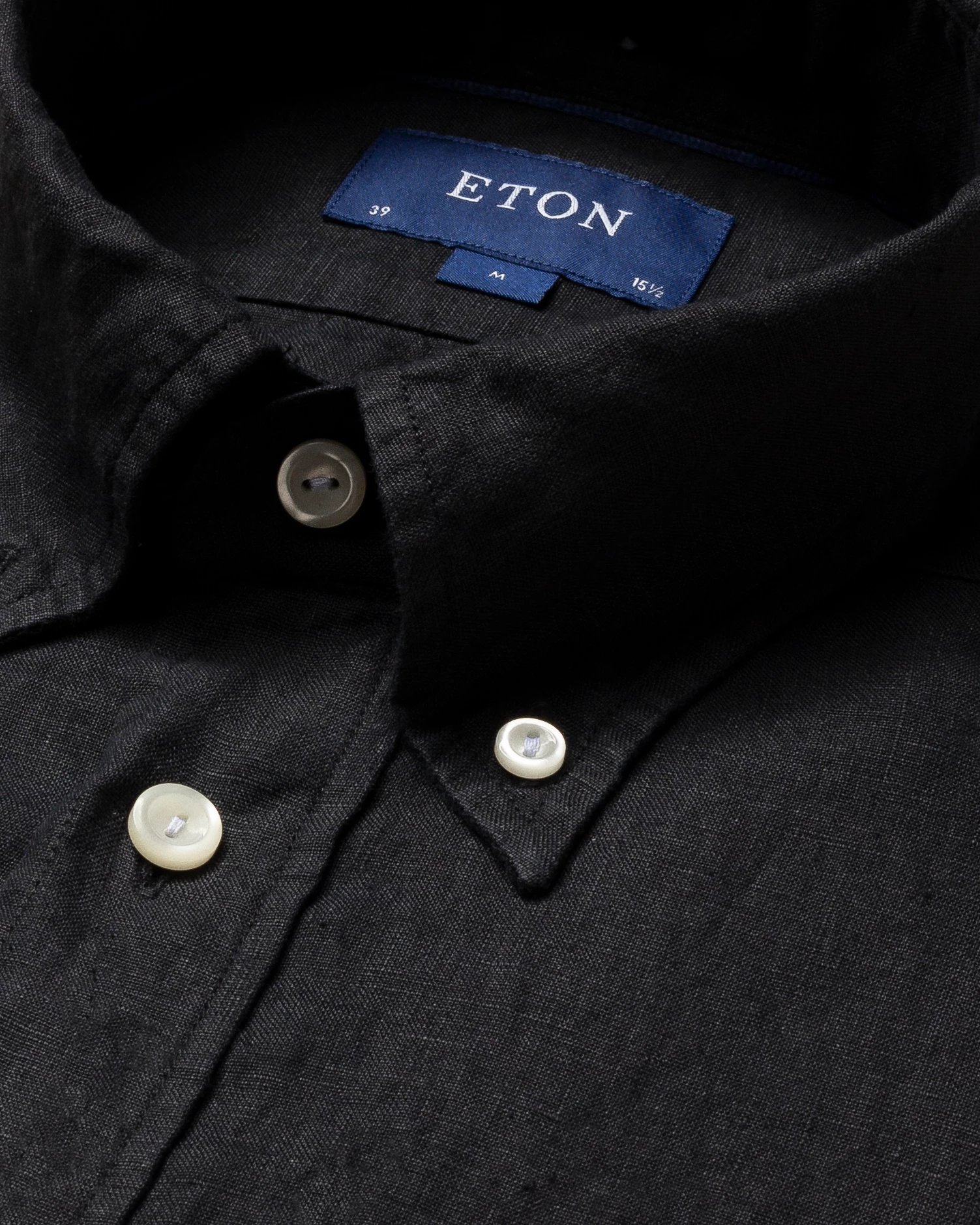 Eton - black button down linen shirt