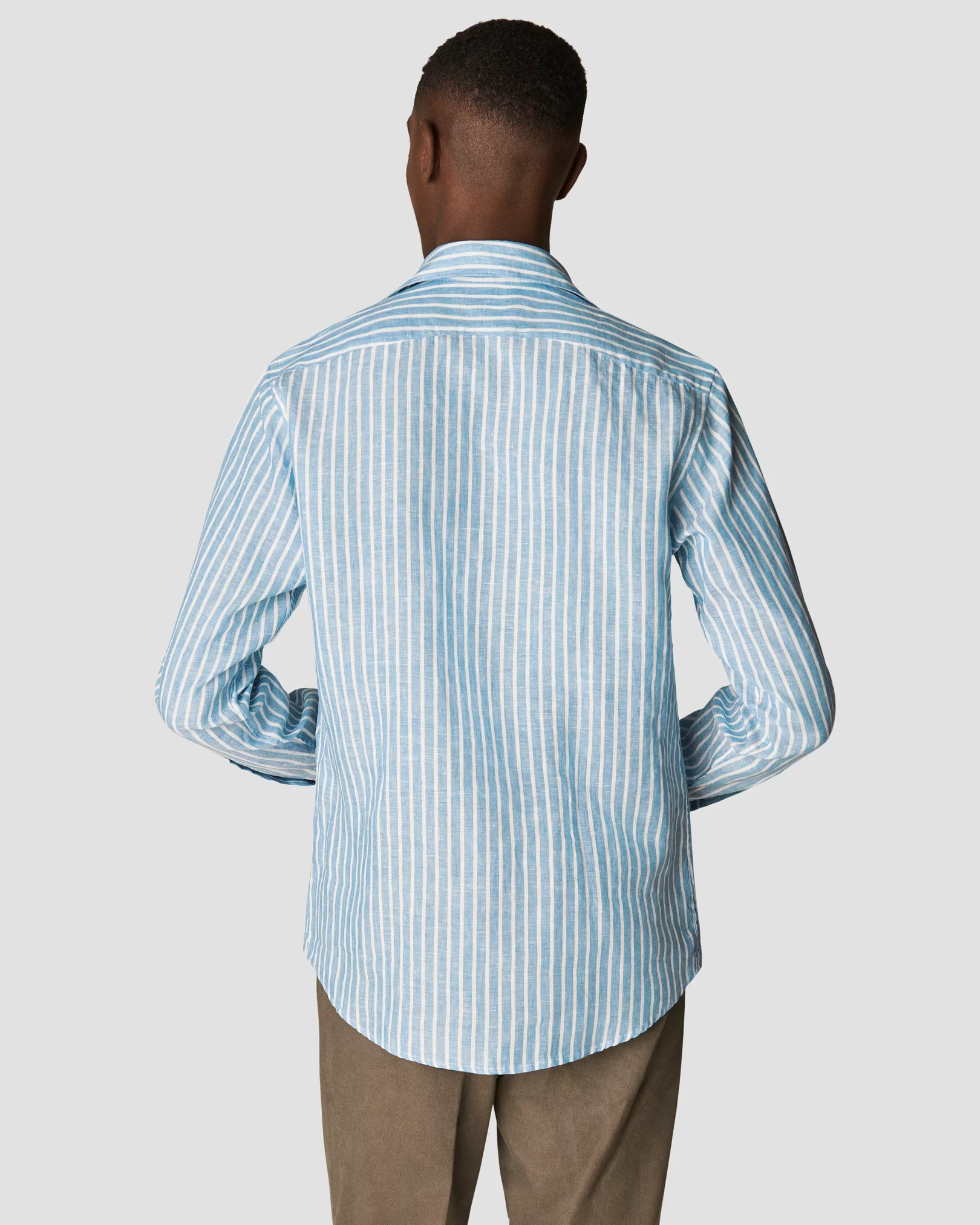 Eton - mid blue striped linen