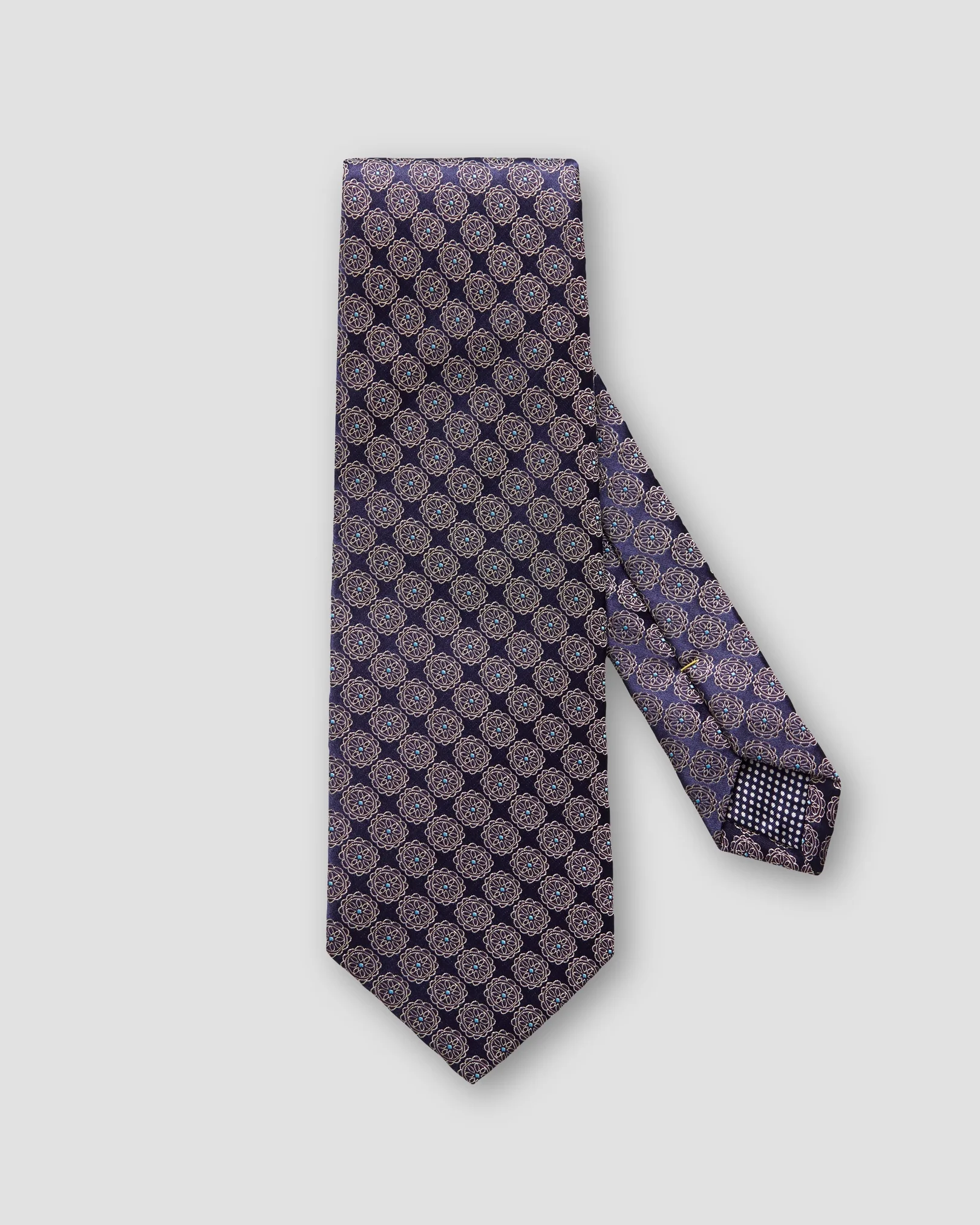 Navy tie with geometric pattern