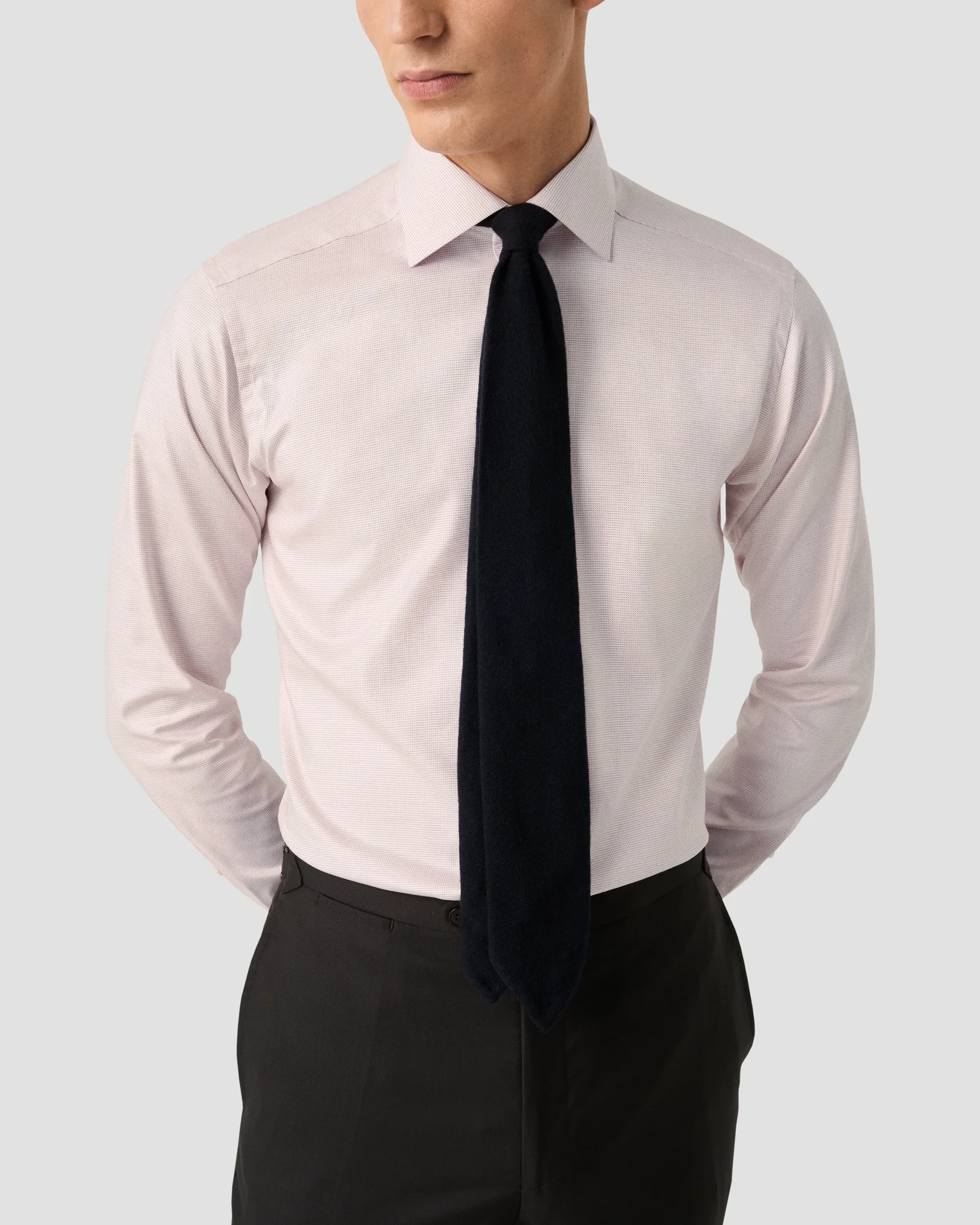 Eton - pink semi solid cotton tencel tm lyocell shirt