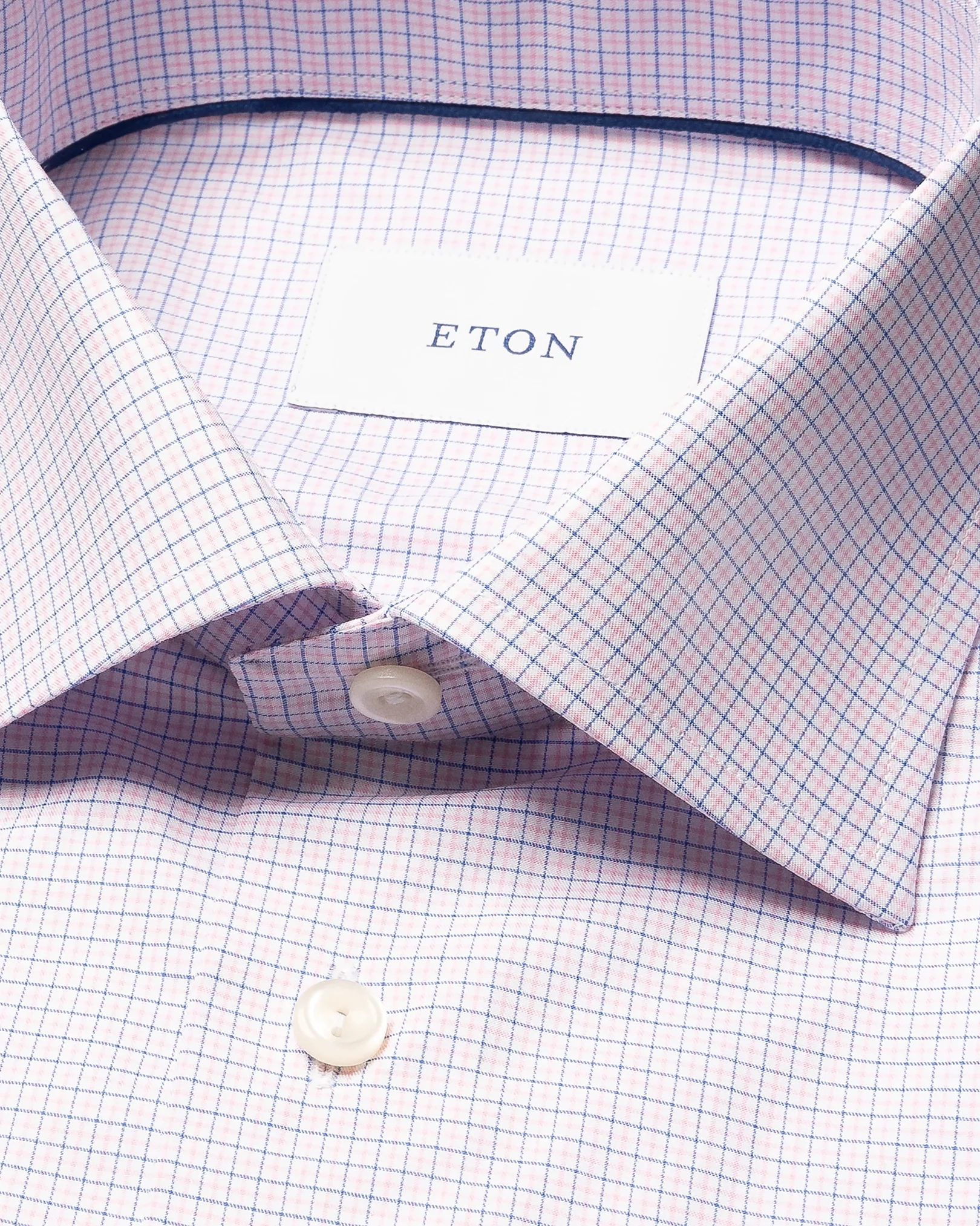 Eton - pink check twill shirt cut away 258