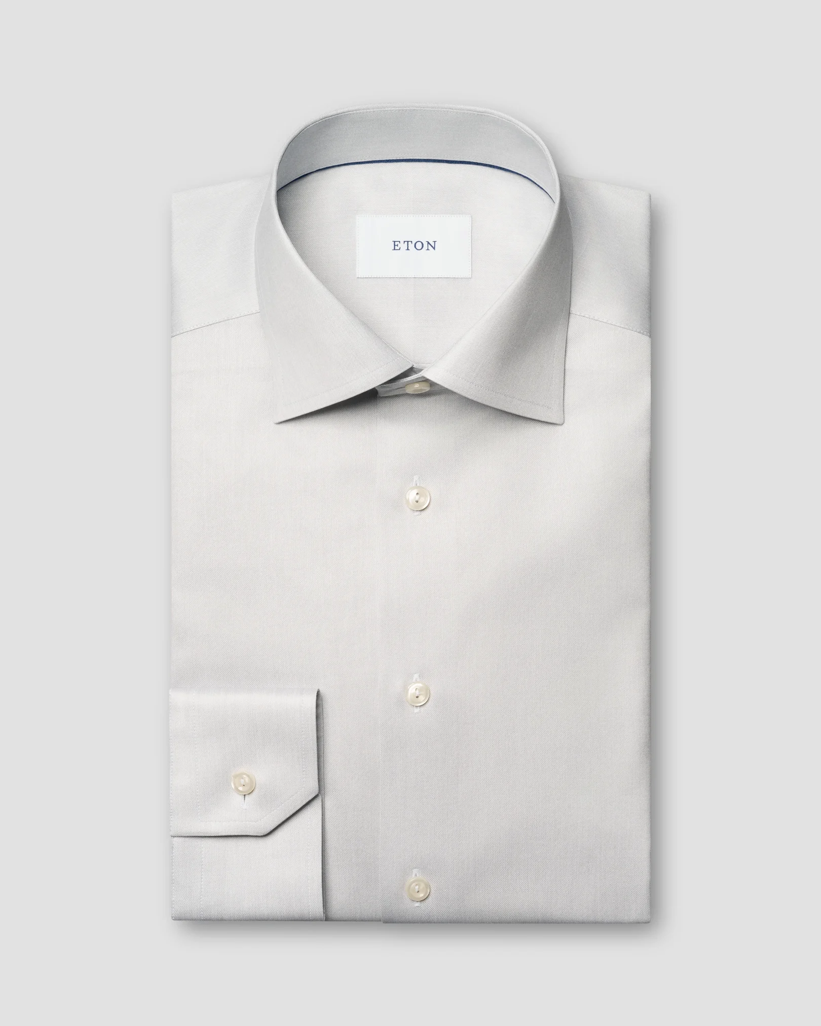 Eton - light grey end on end signature twill shirt