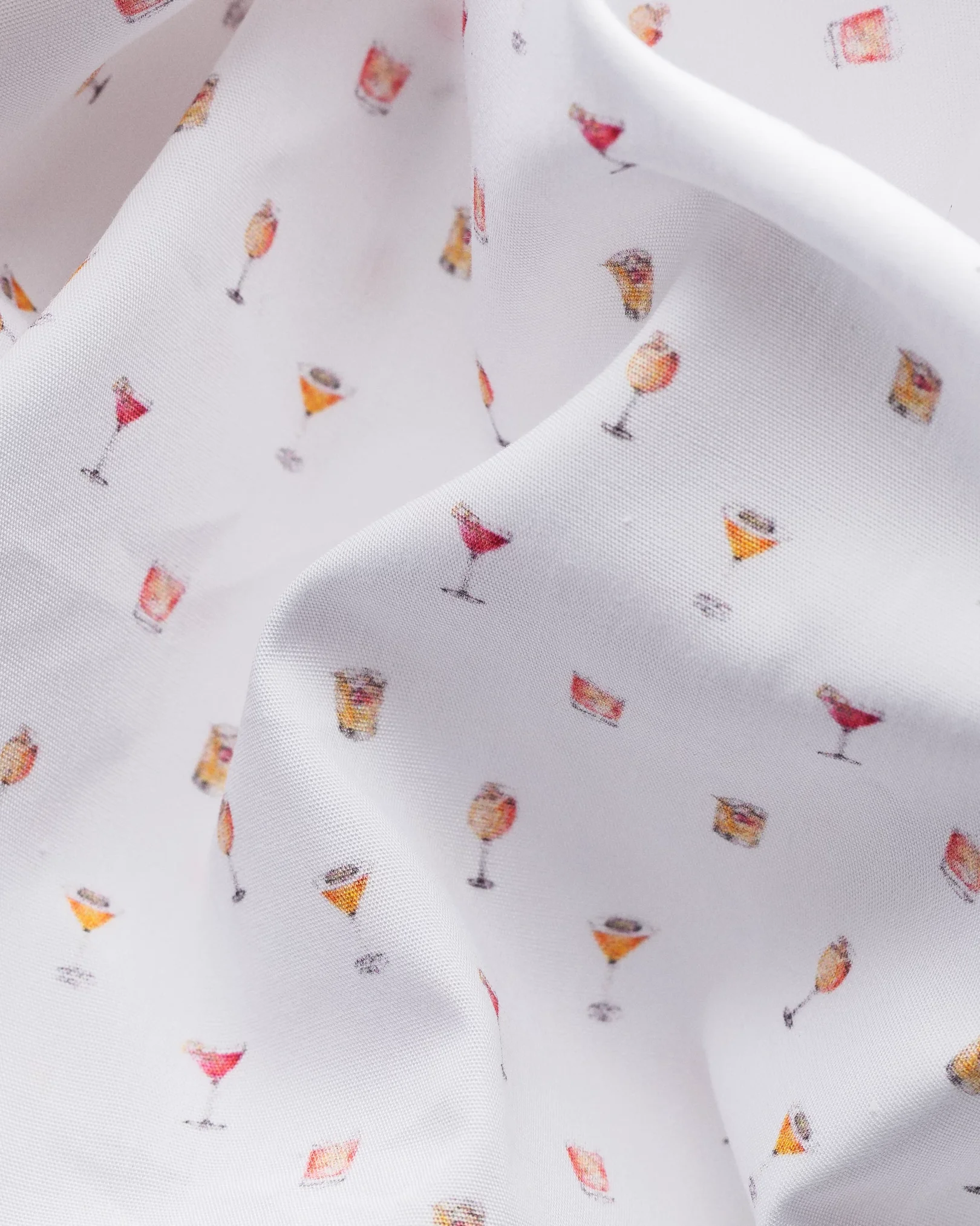 Eton - white cocktail print poplin shirt short sleeve