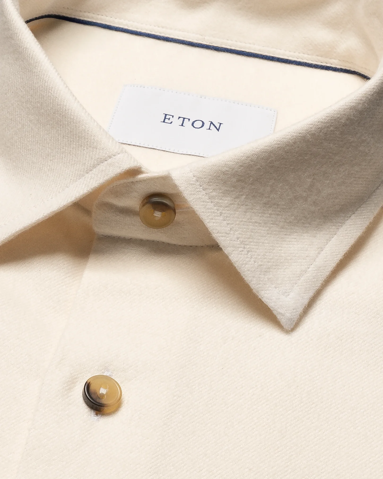 Eton - white solid flannel shirt