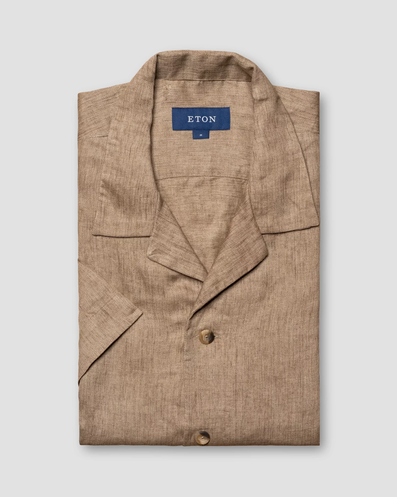 Eton - brown linen resort shirt