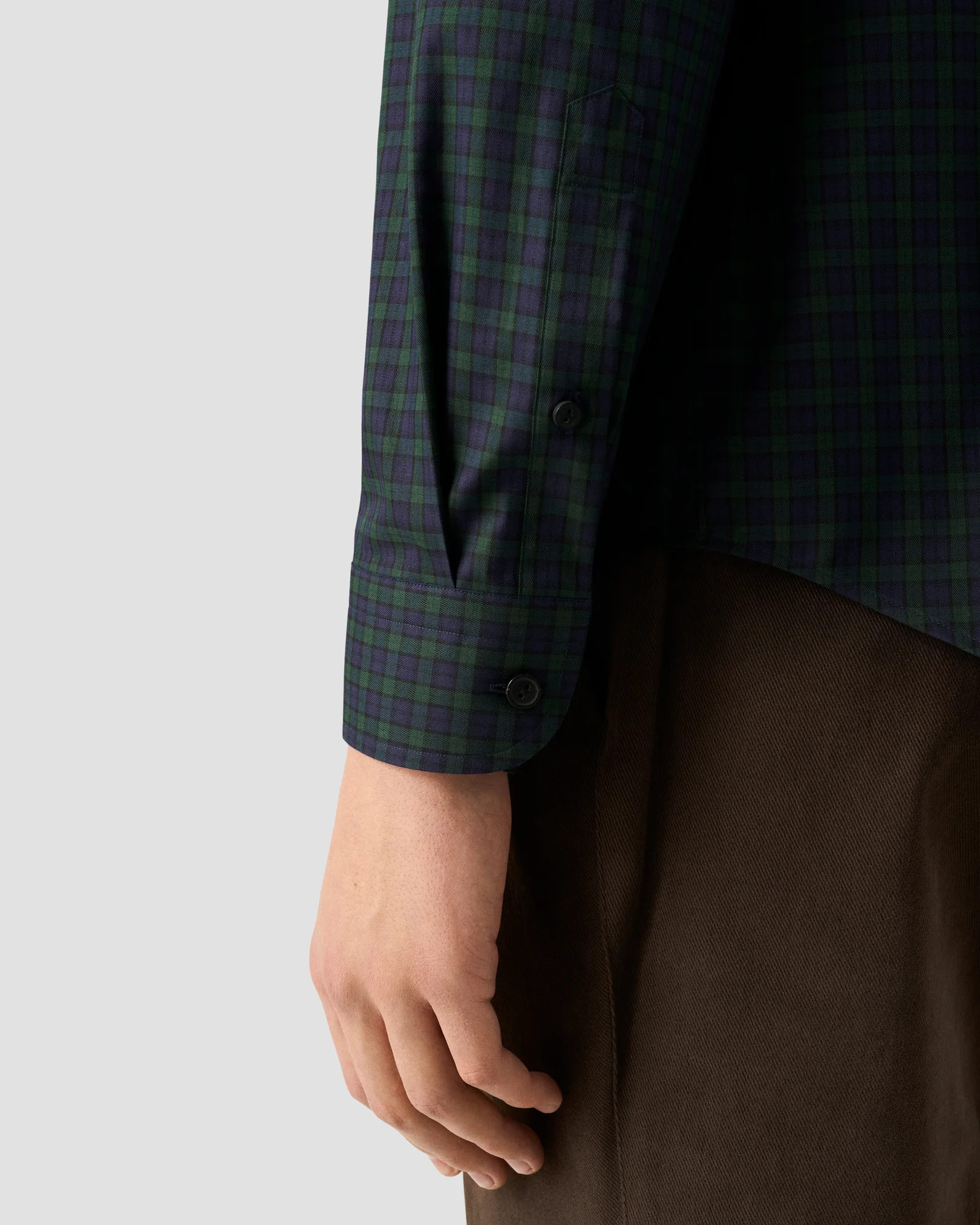 Eton - nvy tartan plaid check shirt