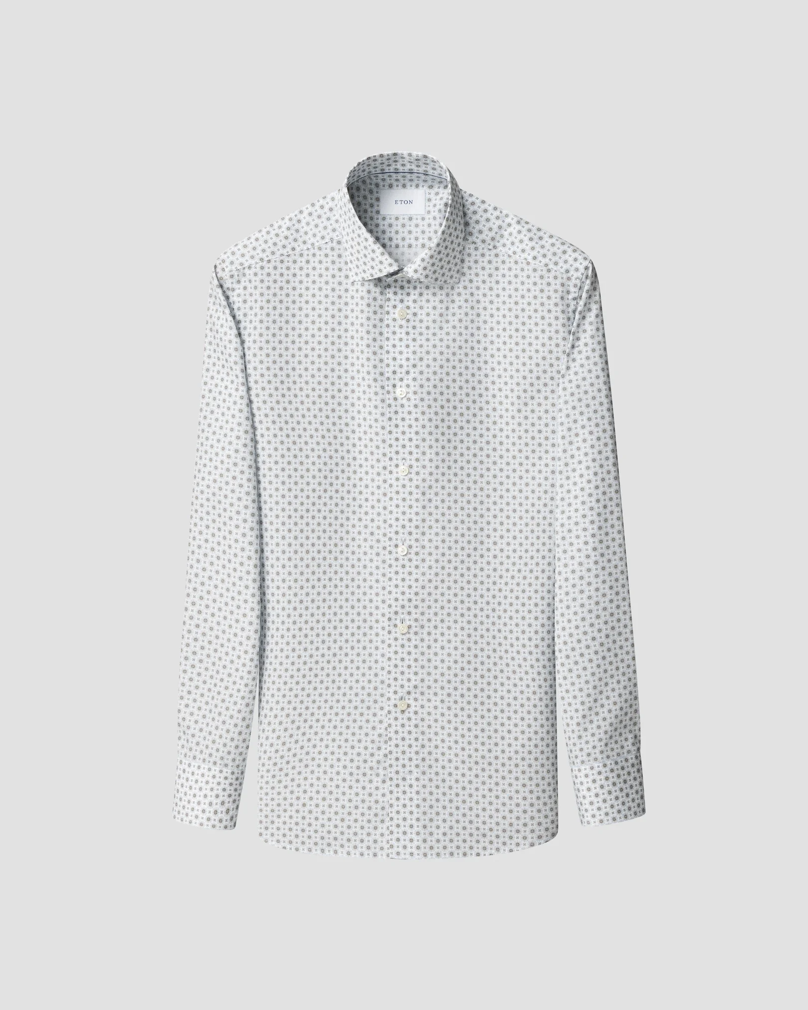 Eton - beige geometric print signature twill shirt