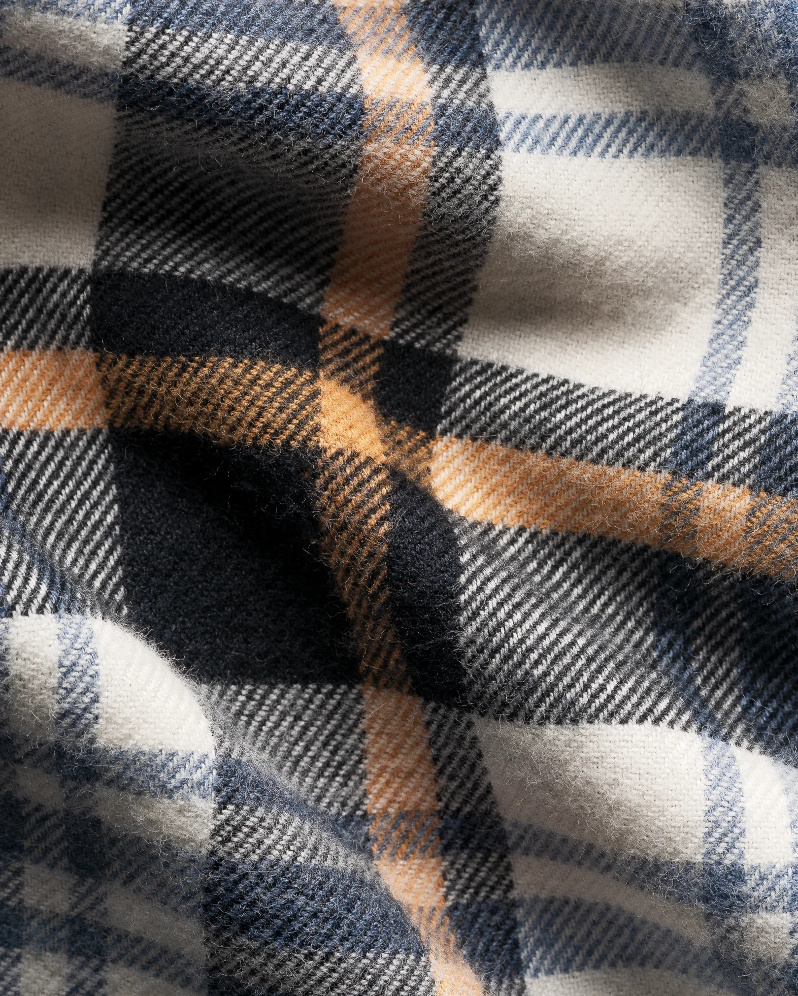 Eton - dark blue plaid check flannel shirt