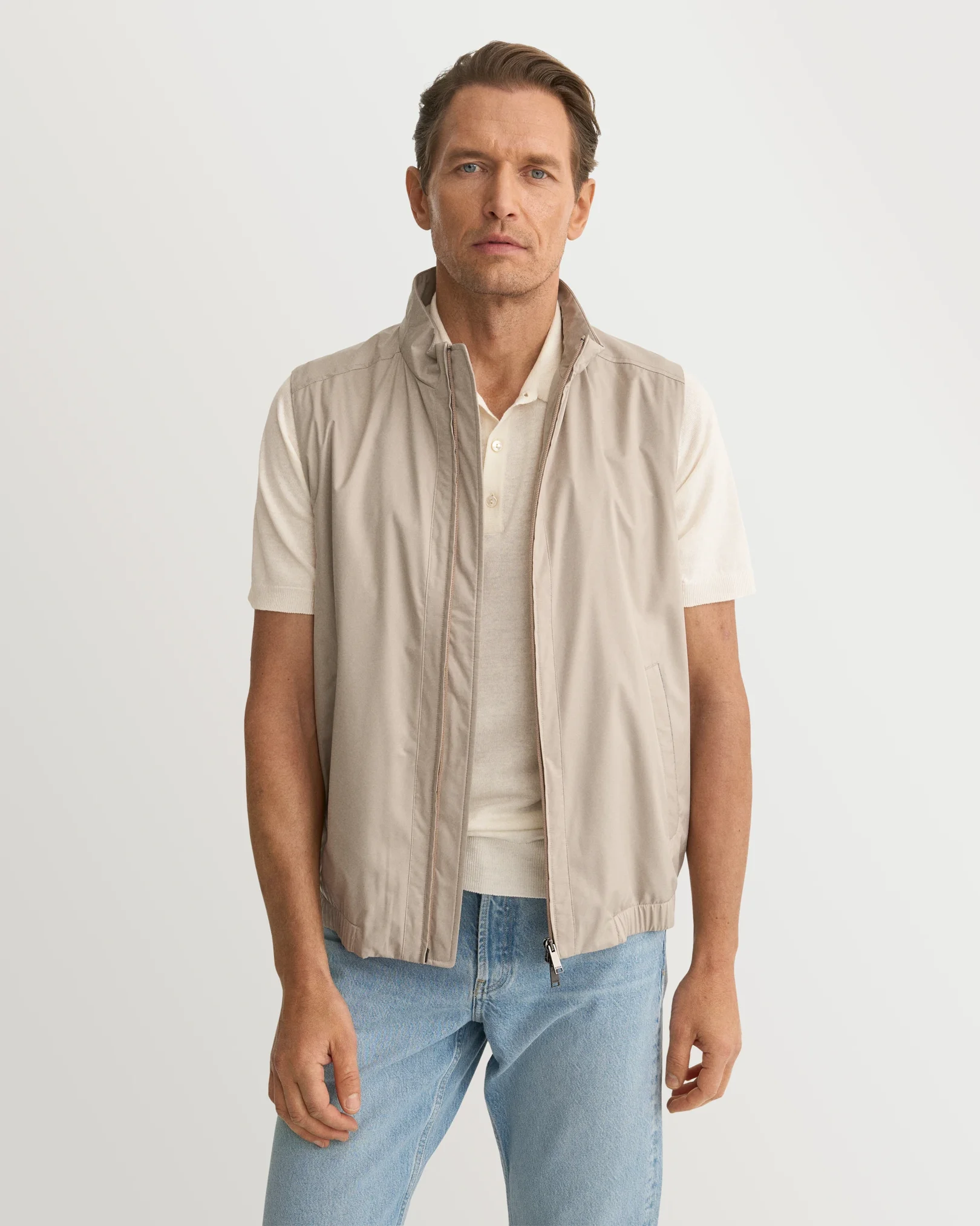 Eton - cotton linen fine knit polo shirt