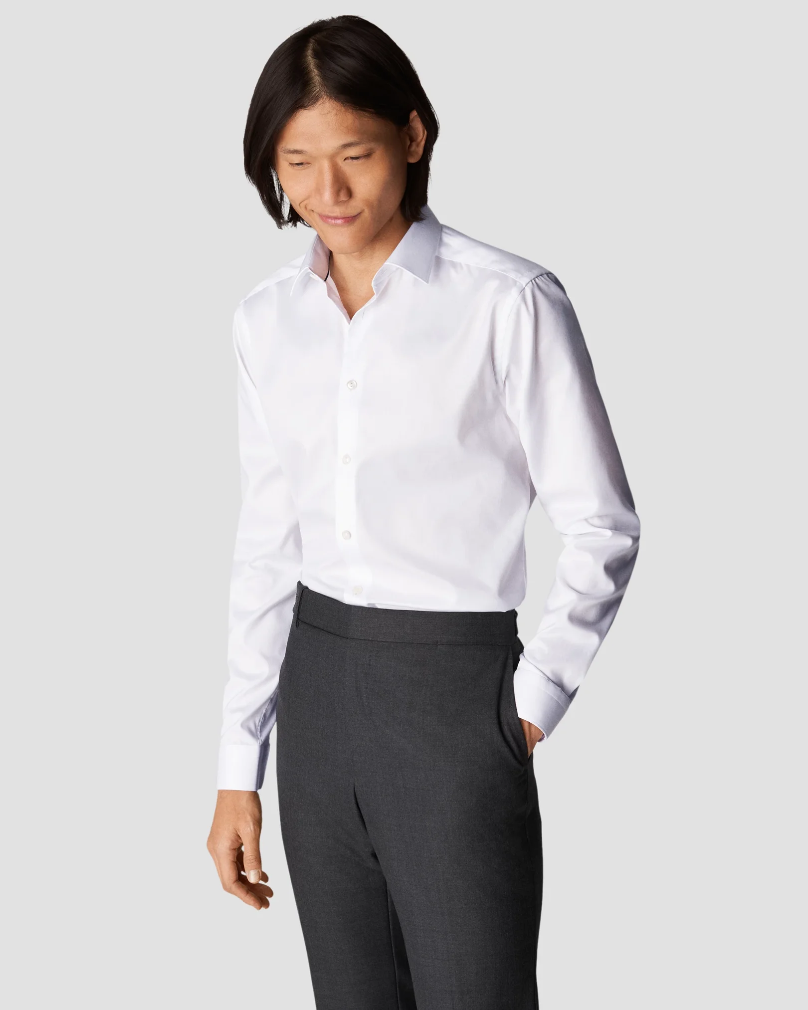Eton - white solid twill shirt