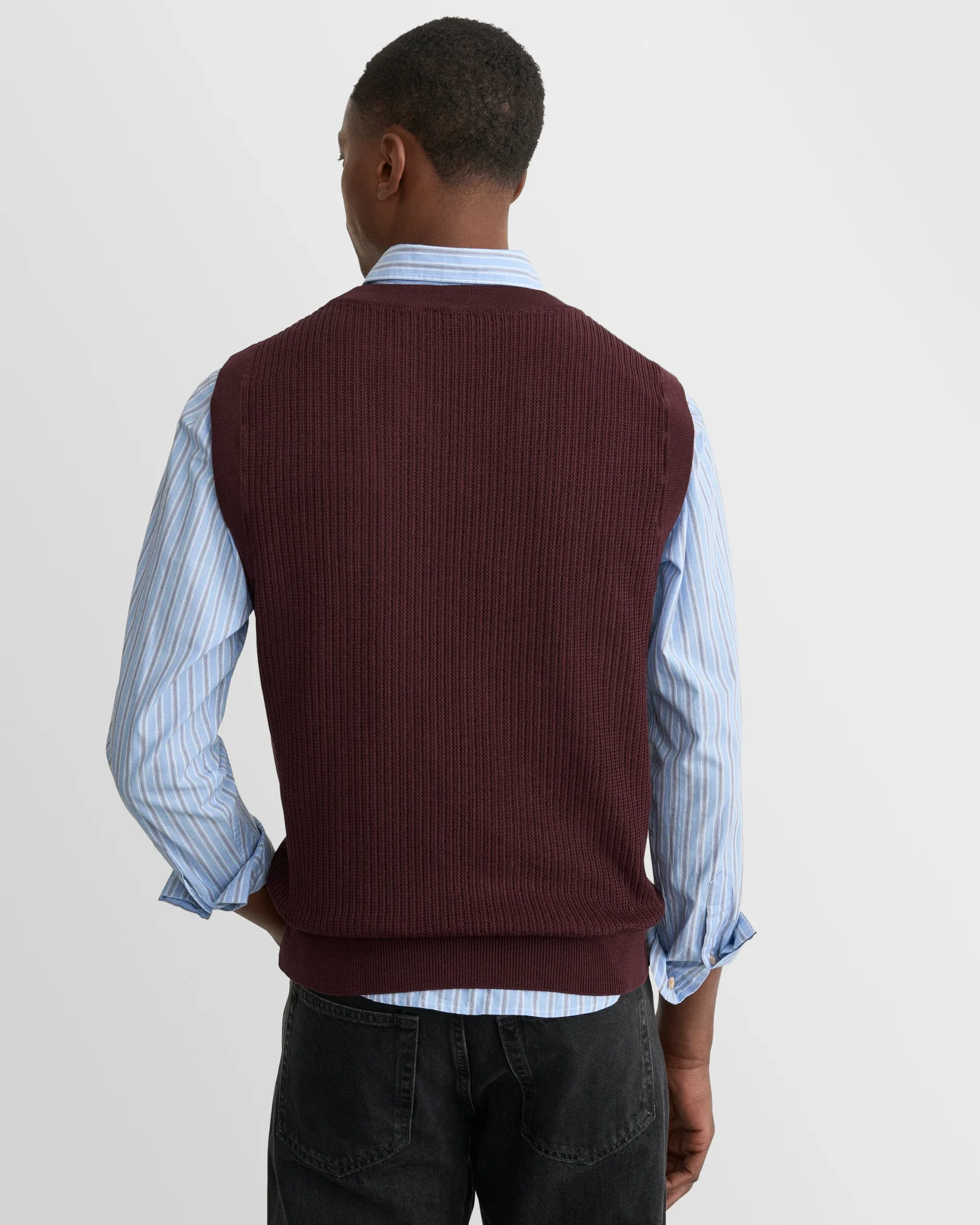 Eton - mid purple cotton structure knit vest
