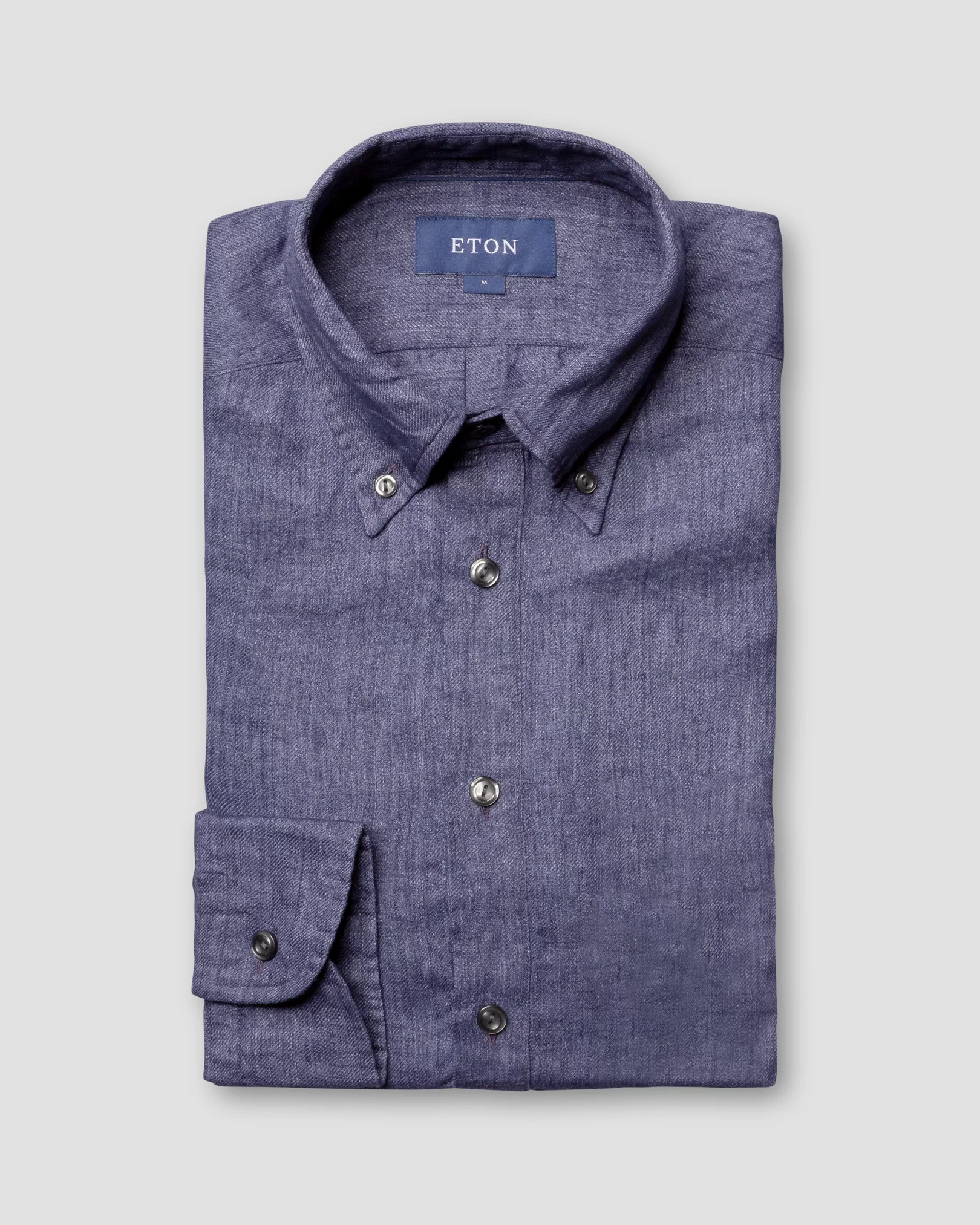 Eton - navy luxe linen popover shirt