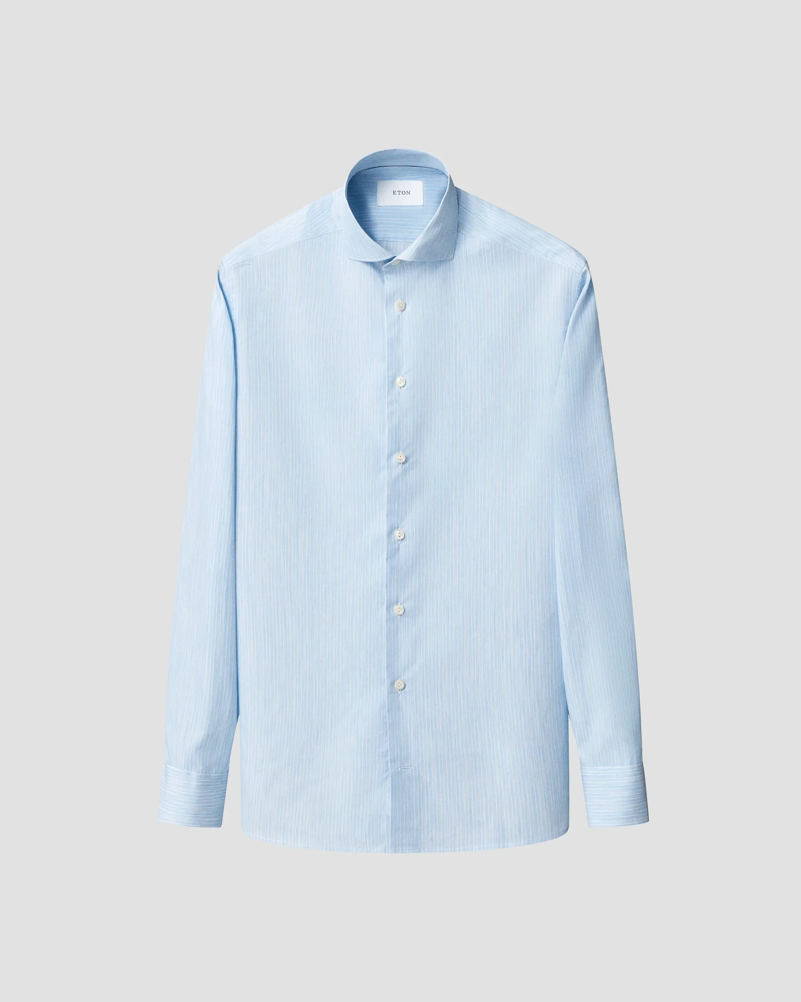 Eton - light blue striped melange fine twill shirt