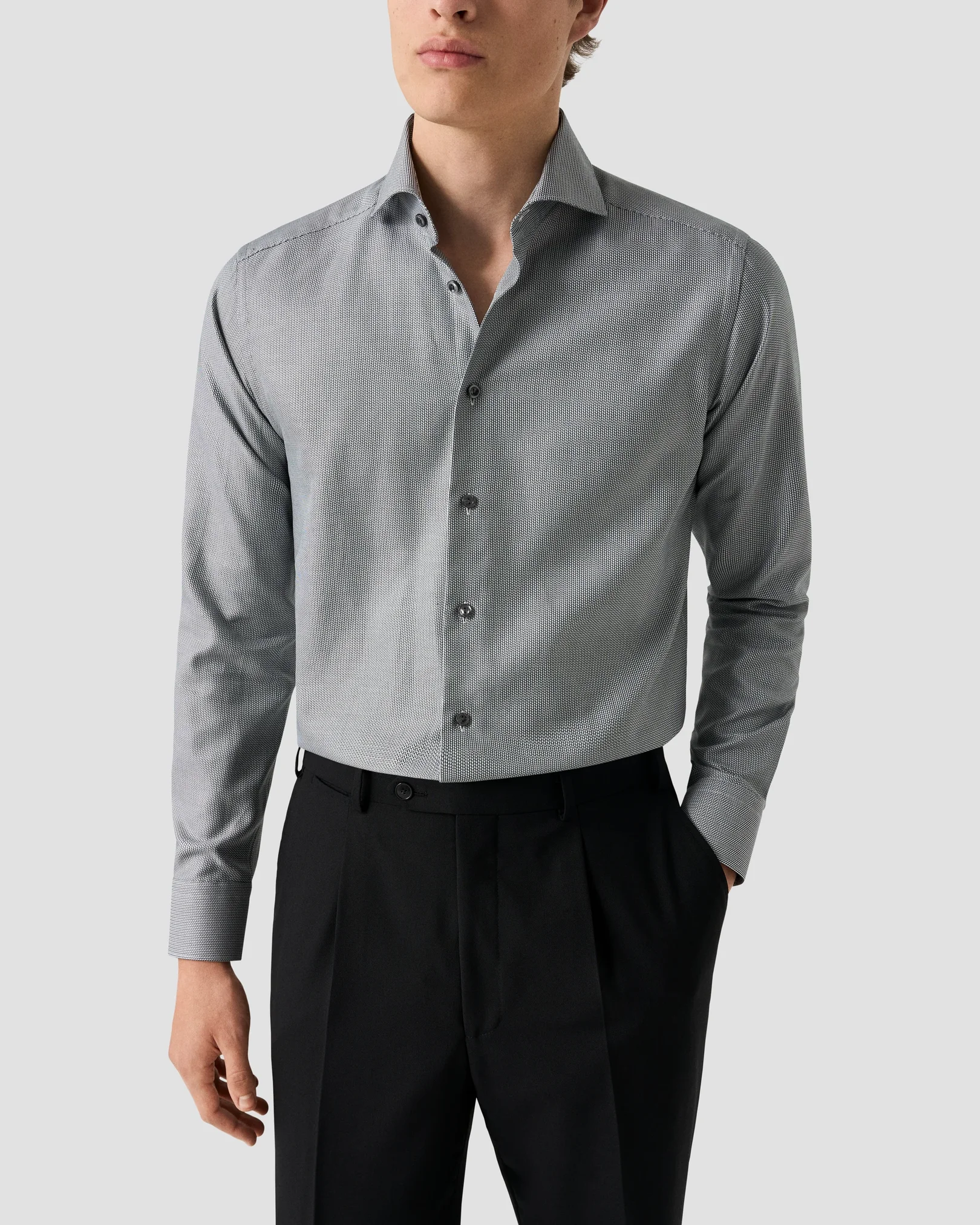 Eton - dark green semi solid dobby shirt