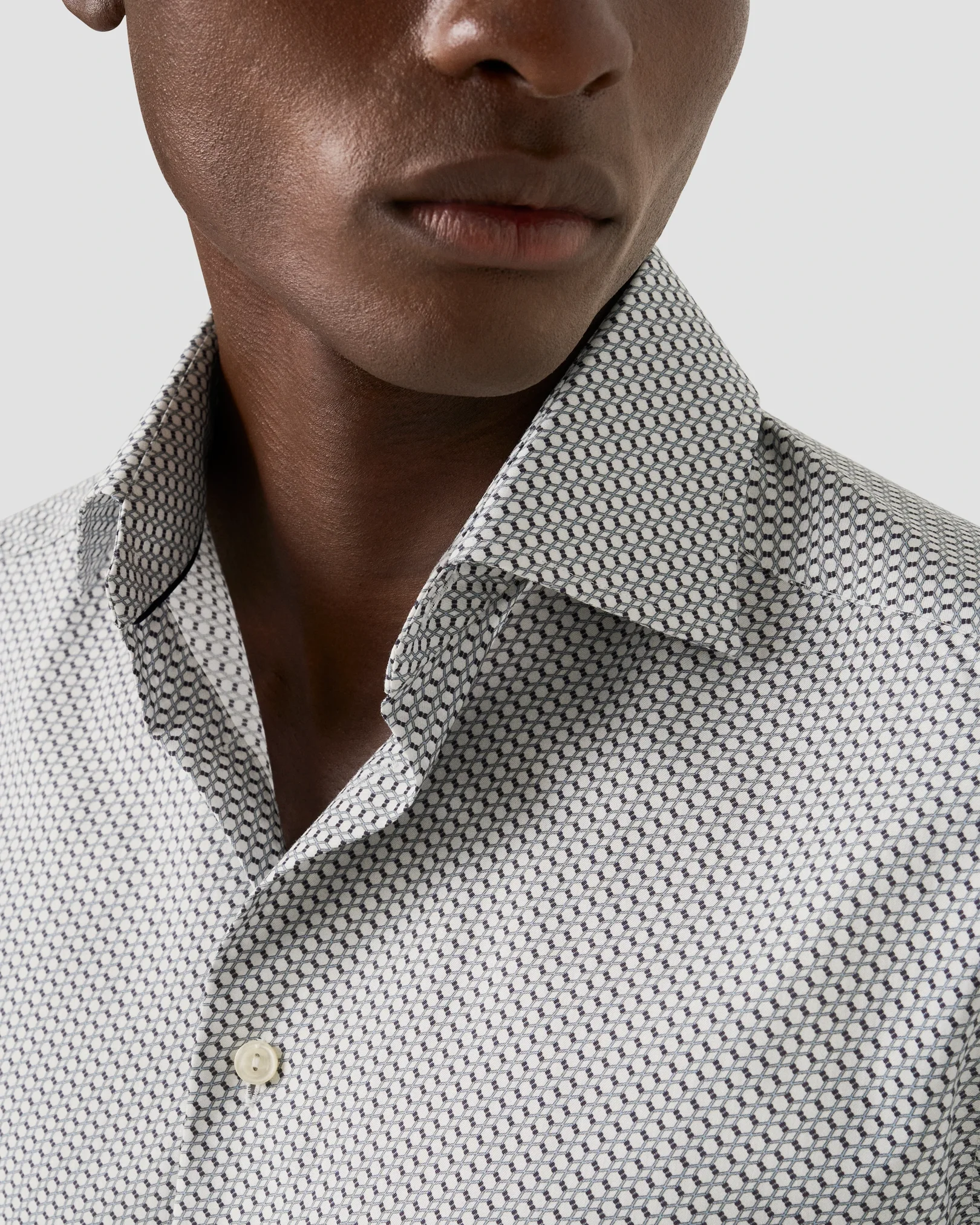 Eton - dark blue geometric twill shirt