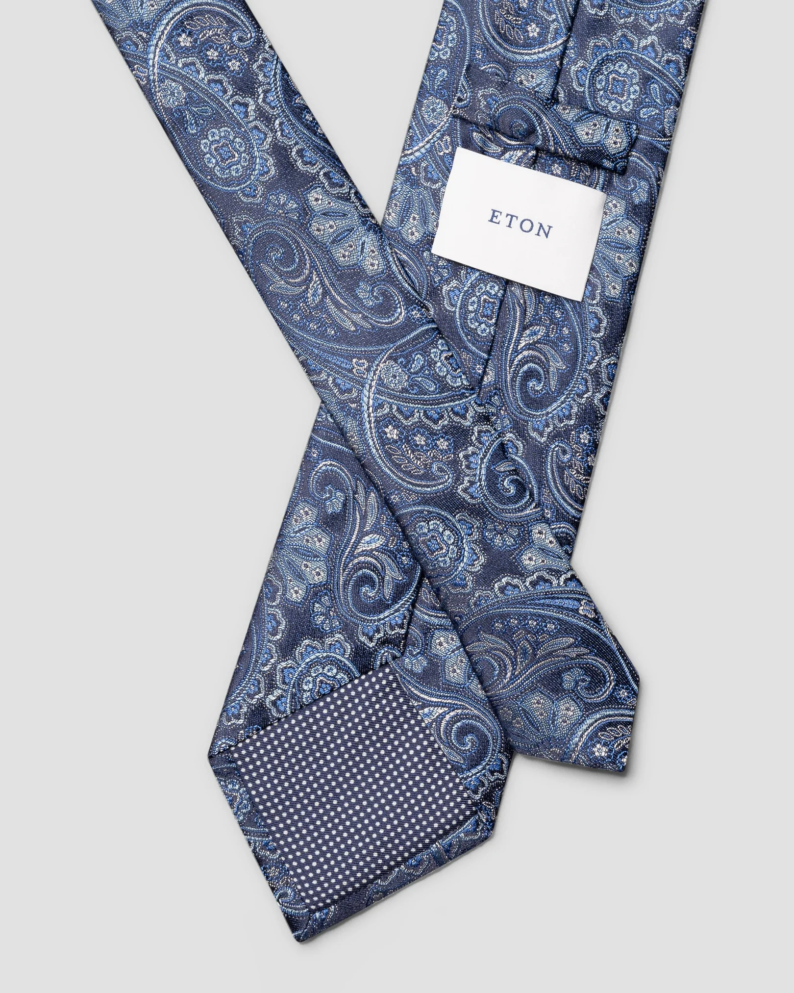 Eton - navy blue paisley woven silk tie
