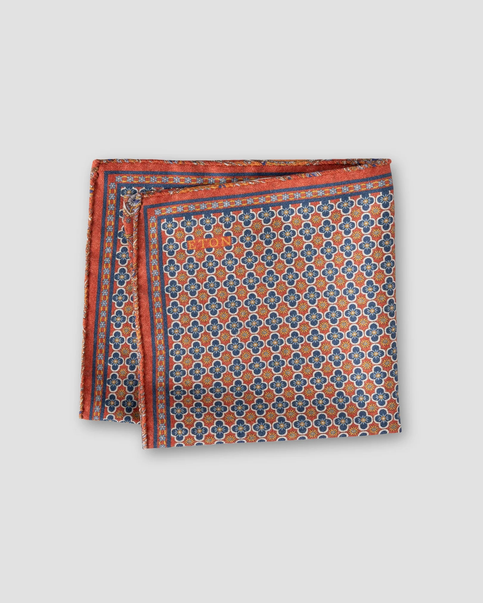 Eton - two face wool pocket square orange