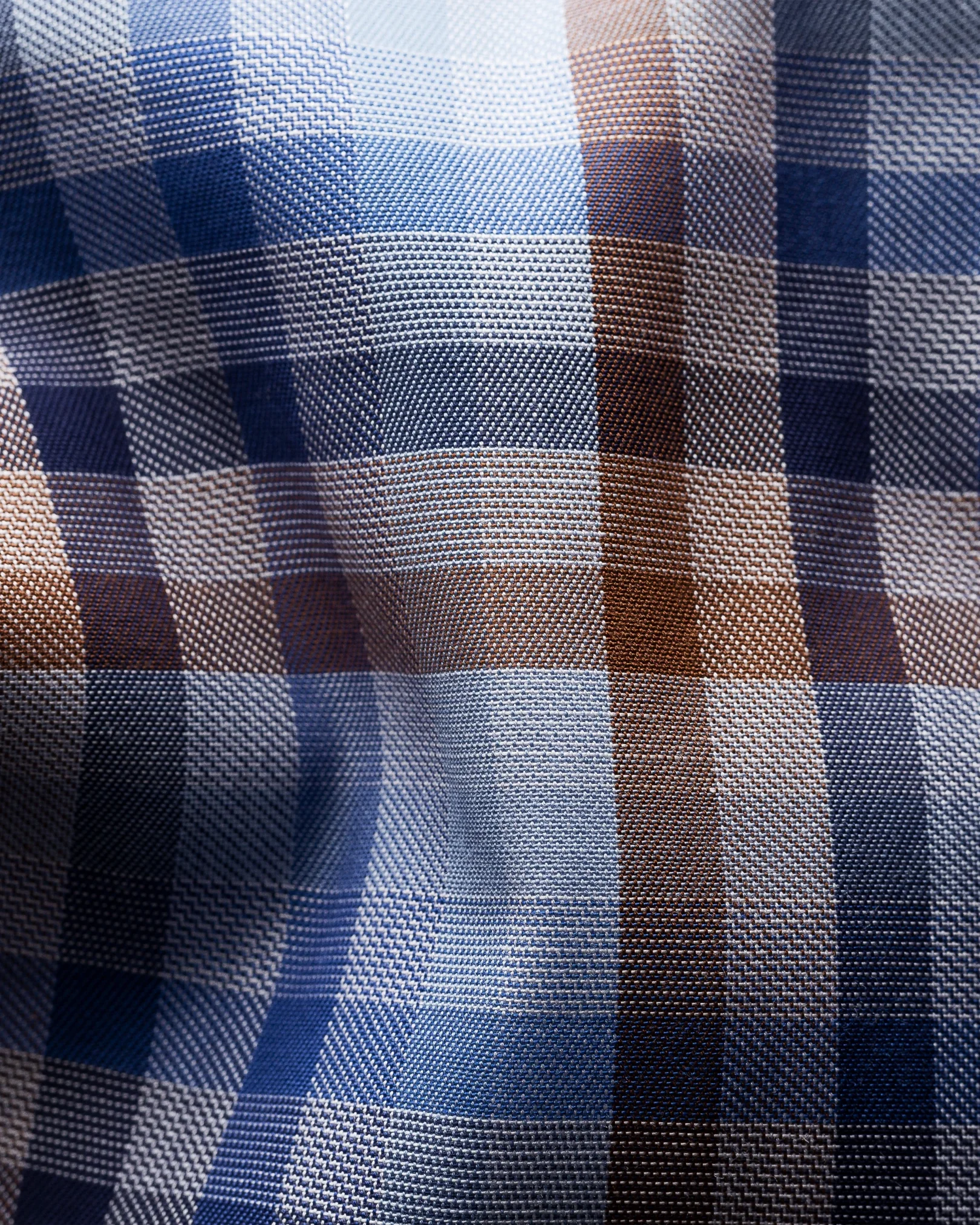 Eton - blue brown plaid signature twill shirt
