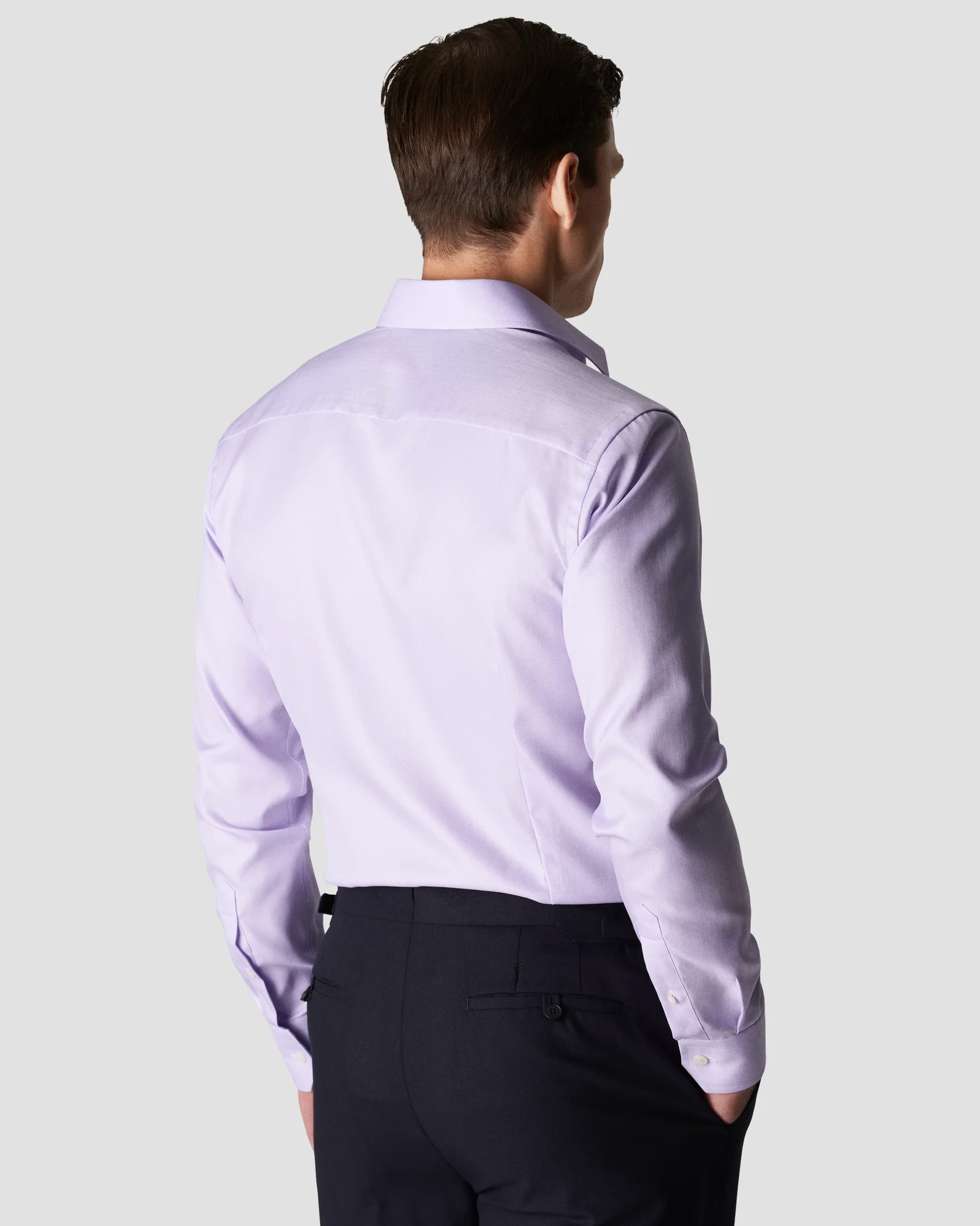 Eton - purple herringbone twill shirt