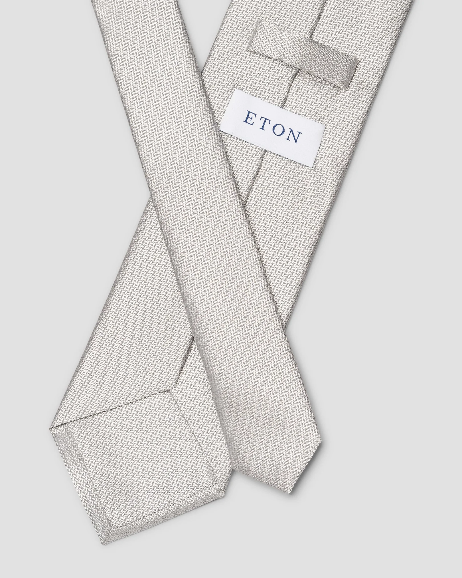 Eton - silver herringbone woven silk tie tie