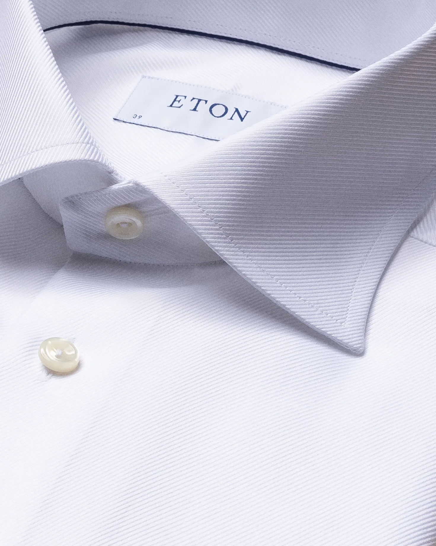 White Textured Twill Shirt – French Cuffs - Eton