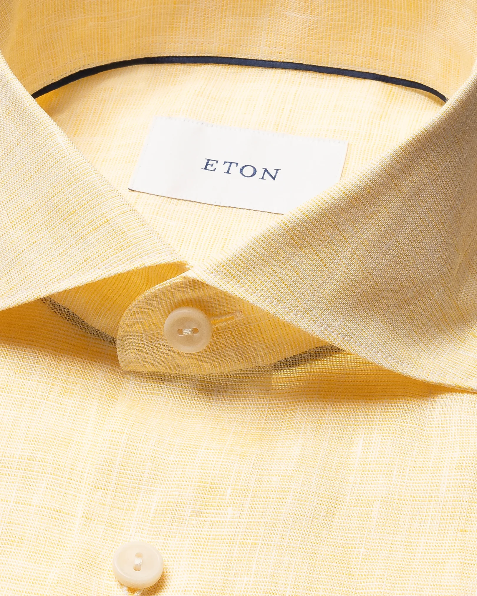 Eton - yellow solid linen shirt wide spread 261