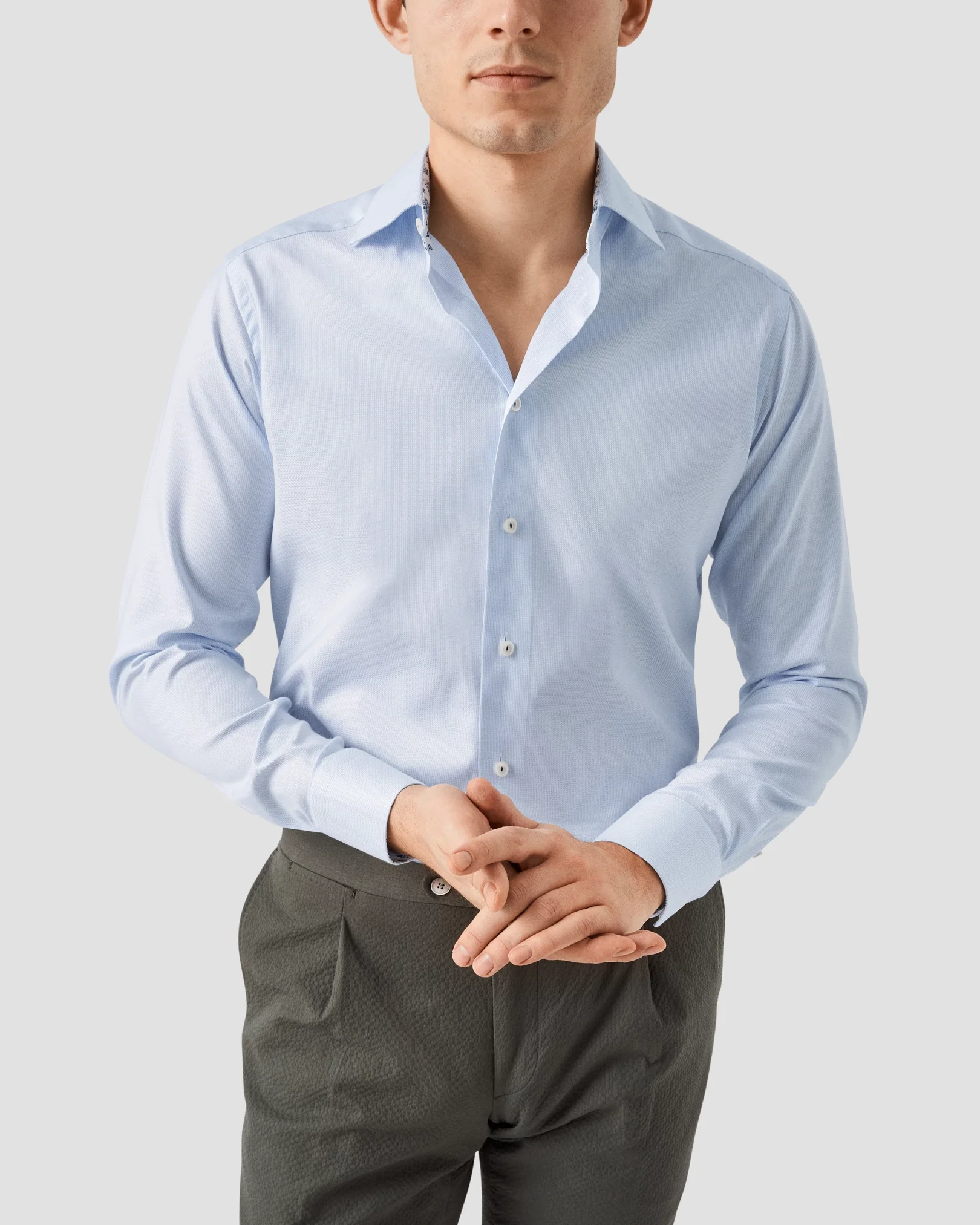 Eton - Skjorta i bomull och Tencel™ Lyocell – enfärgad med struktur