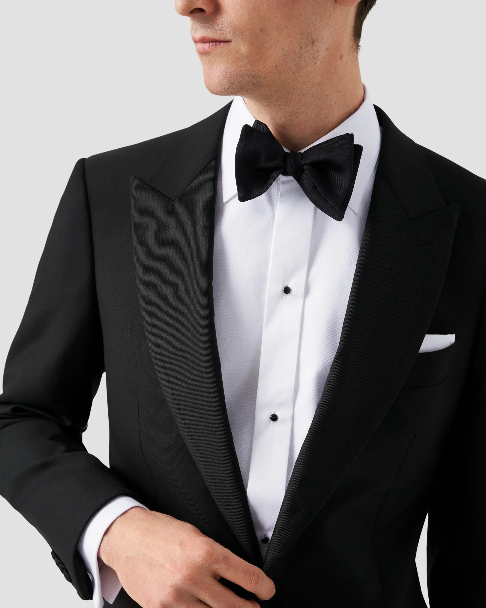 Eton - pique black tie shirt