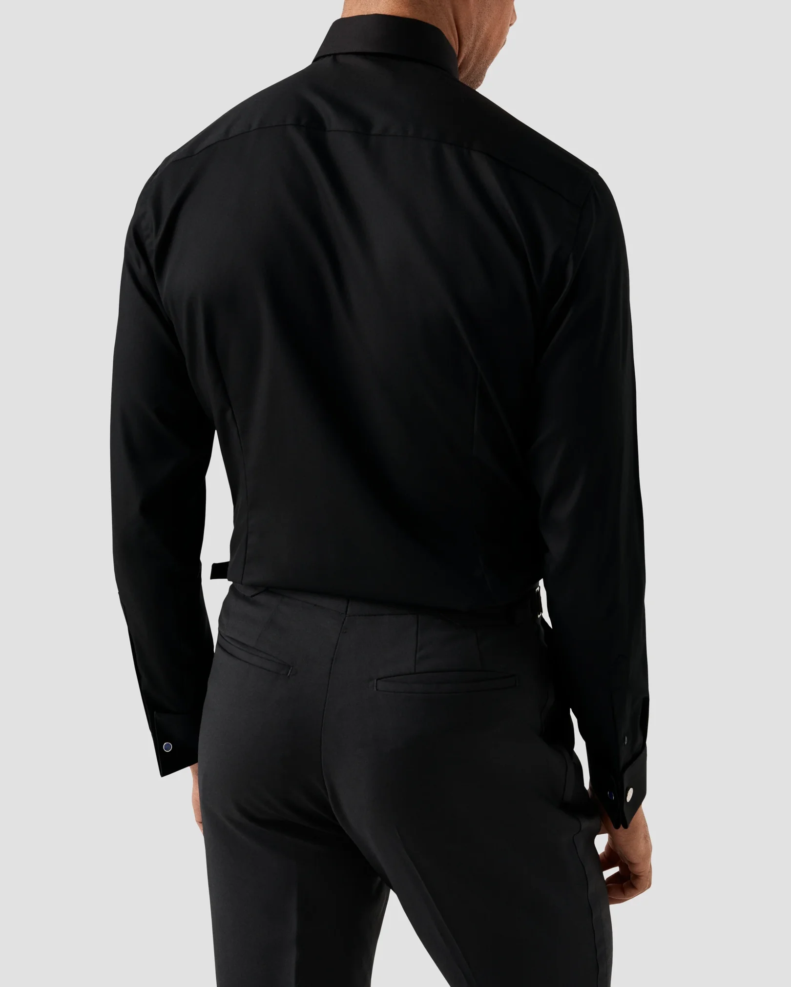 Eton - black dobby bib front shirt